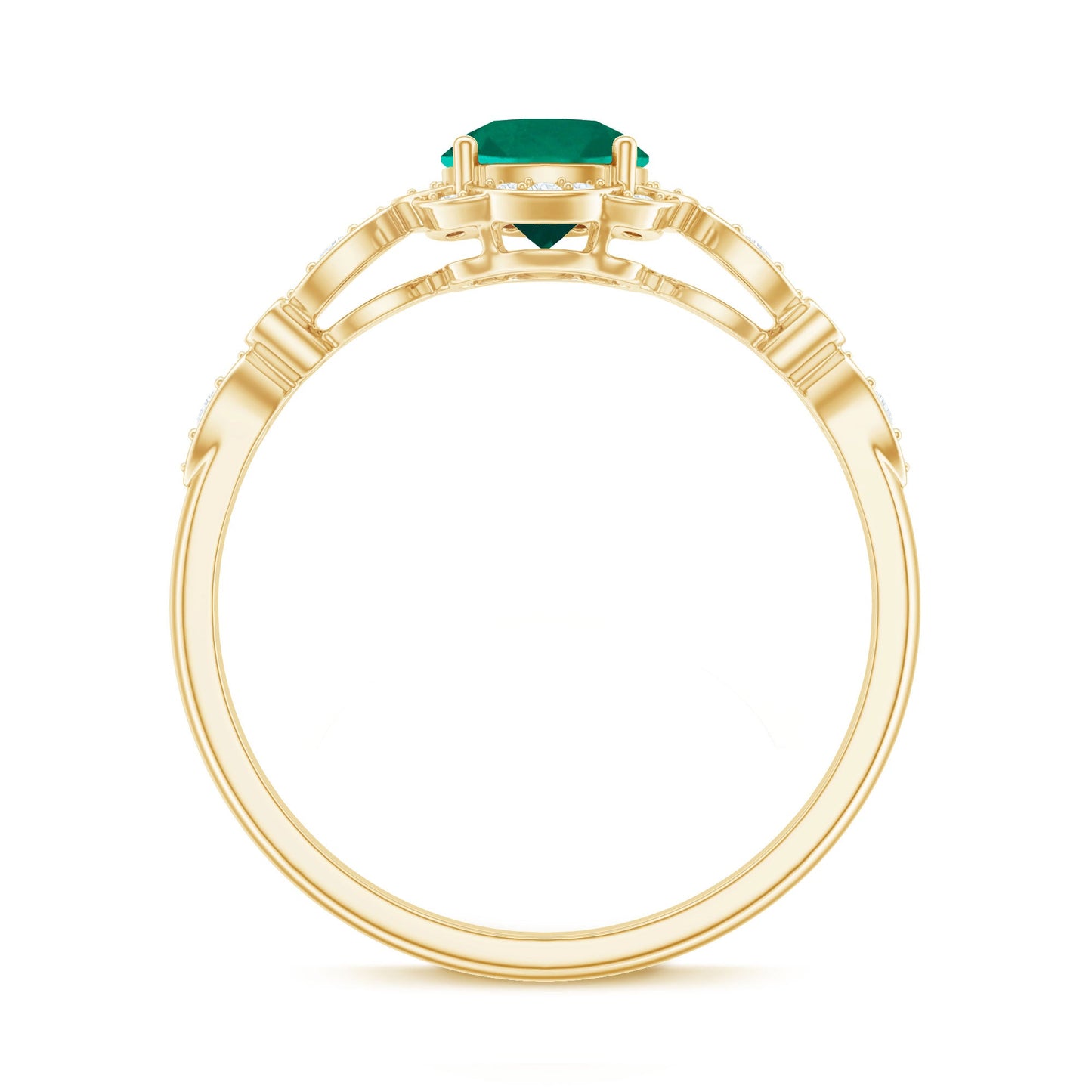 Lab Grown Emerald Art Deco Engagement Ring With Diamond