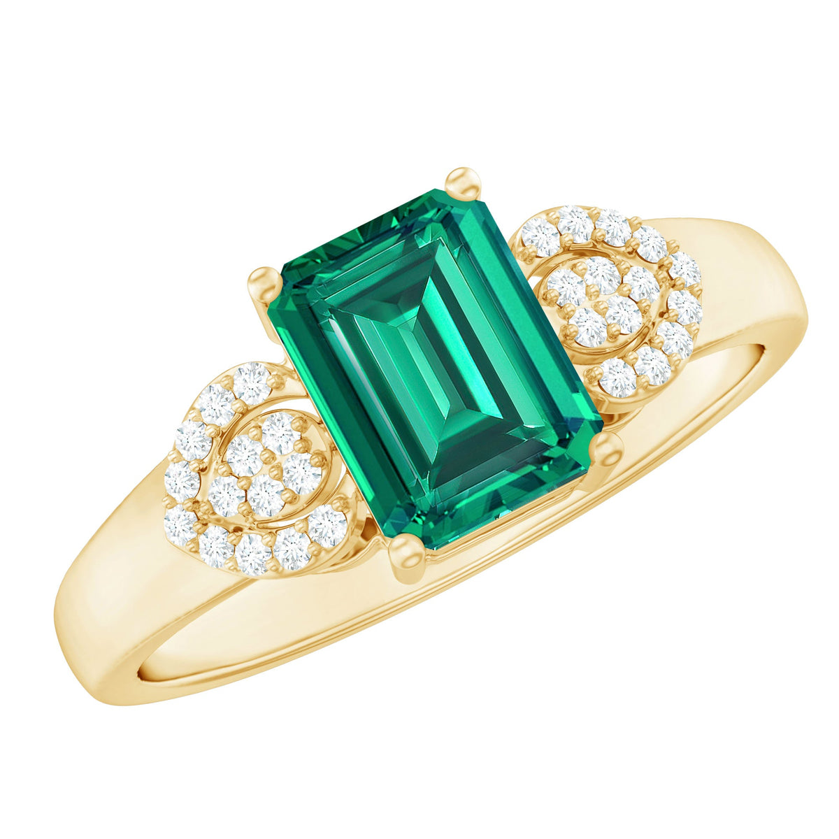 Lab Grown Emerald Designer Engagement Ring With Diamond