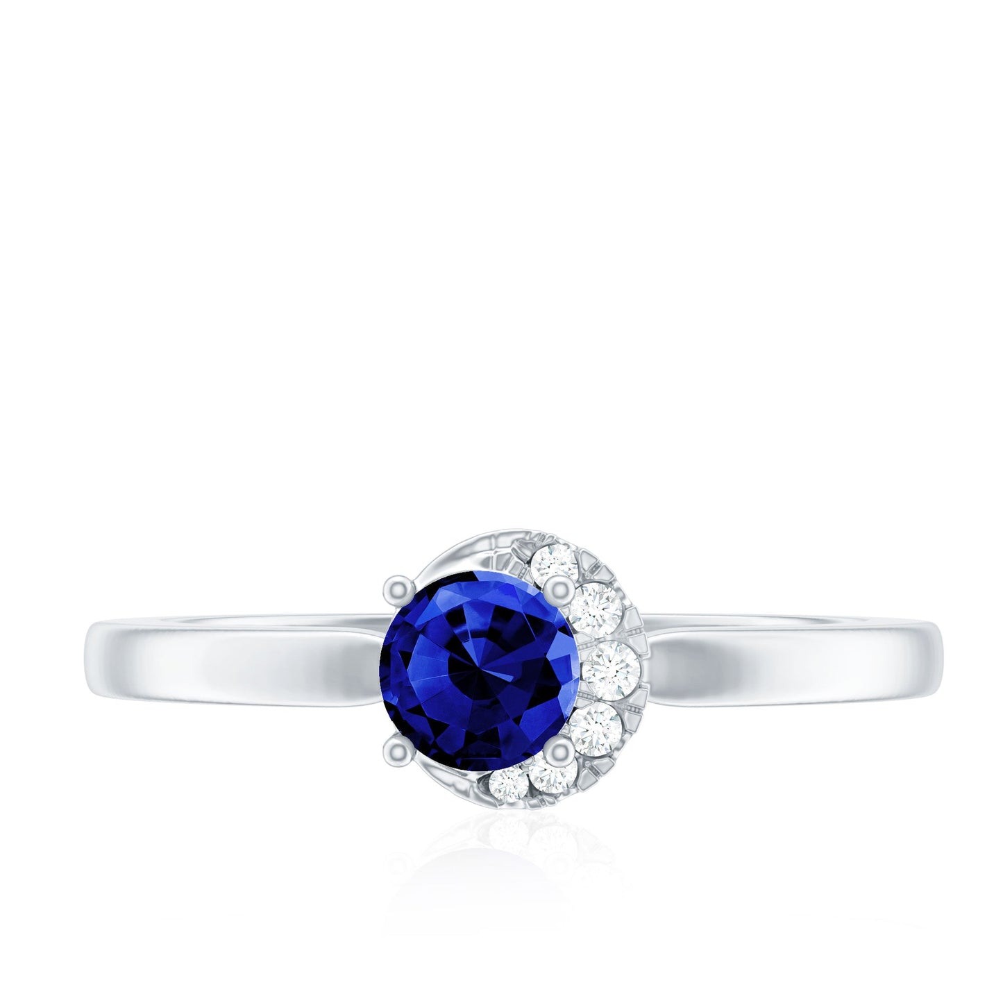Certified Lab Grown Blue Sapphire Diamond Promise Ring for Women
