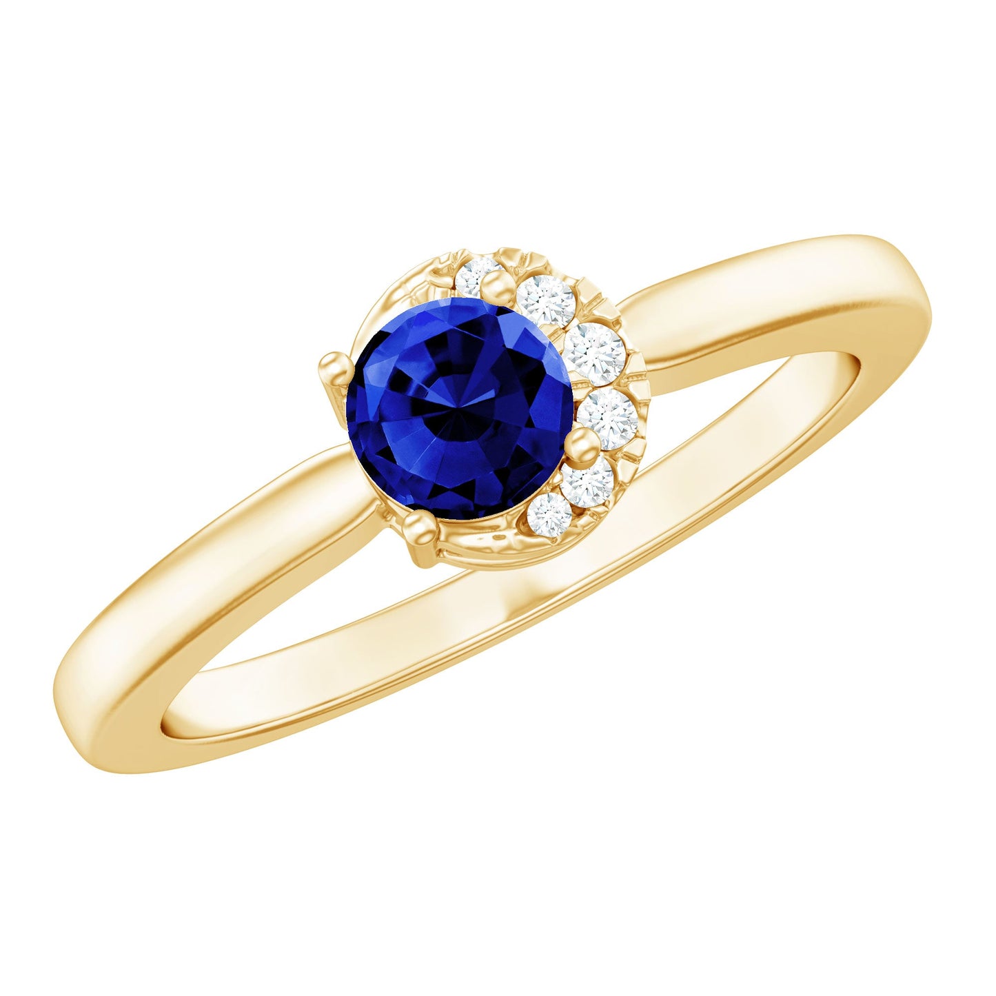 Certified Lab Grown Blue Sapphire Diamond Promise Ring for Women