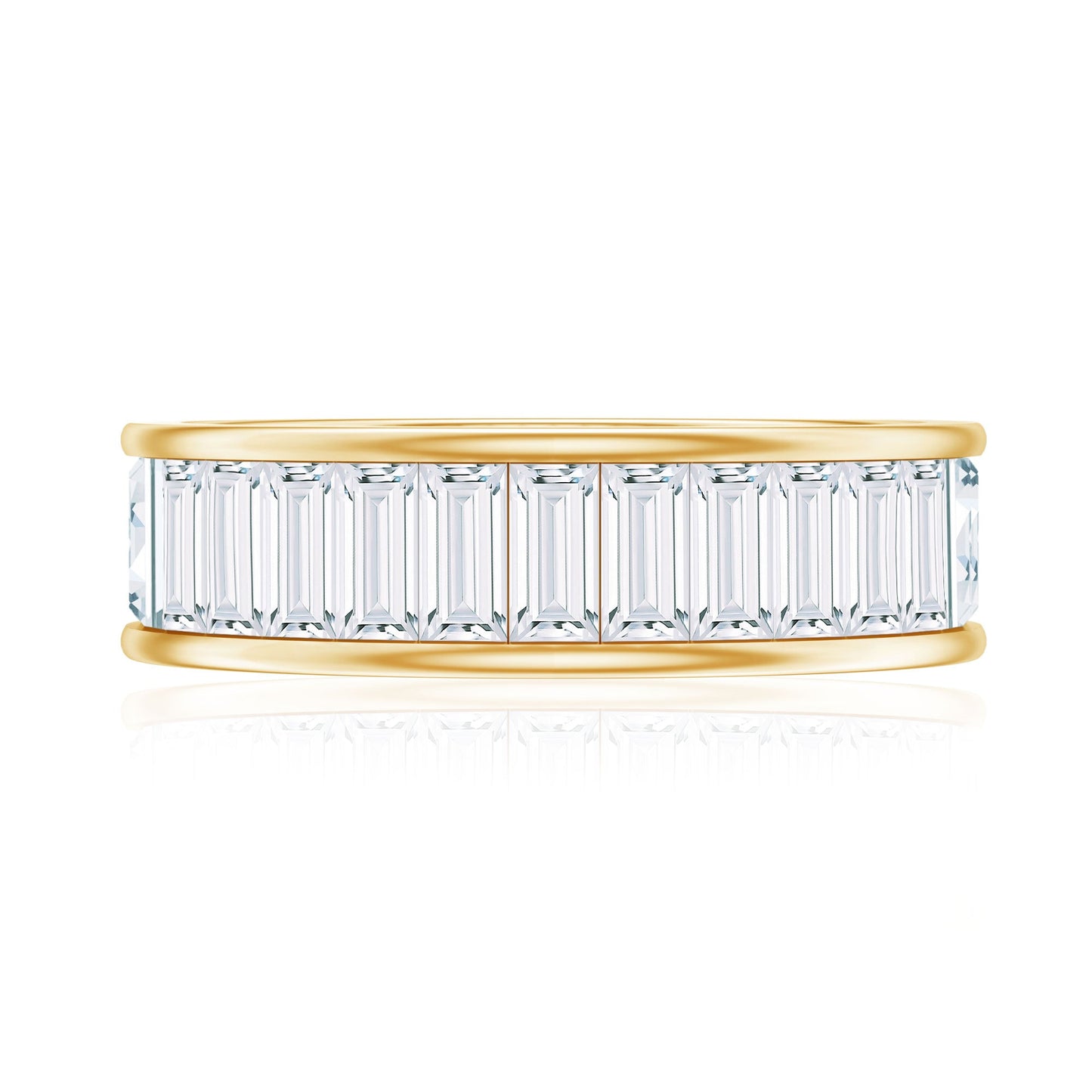 Baguette Cut Moissanite Wedding Band Channel Setting