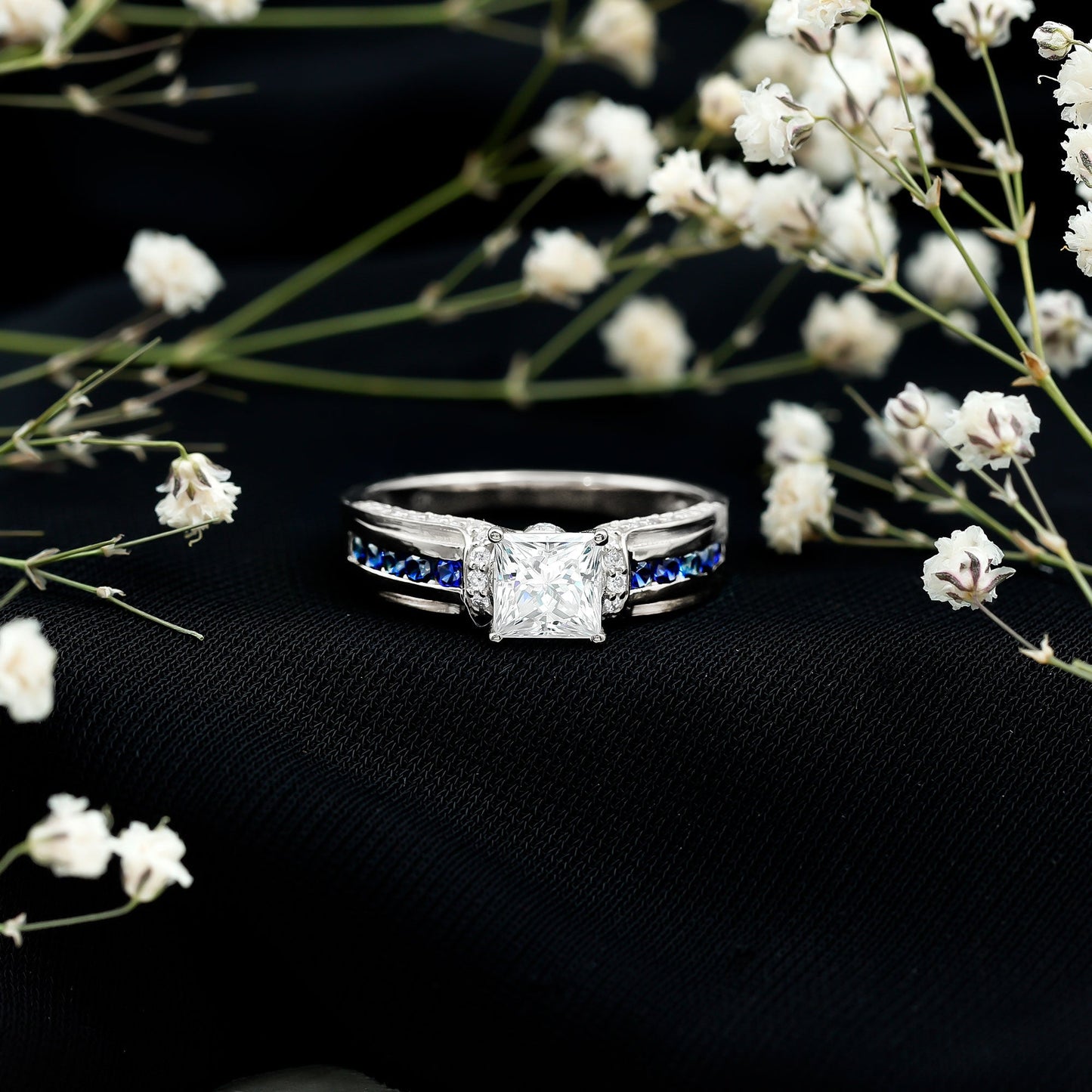 Princess Cut Moissanite Statement Engagement Ring