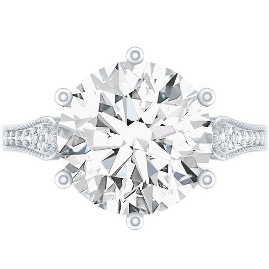Certified 4.4 Carat Moissanite Round Engagement Ring in Silver