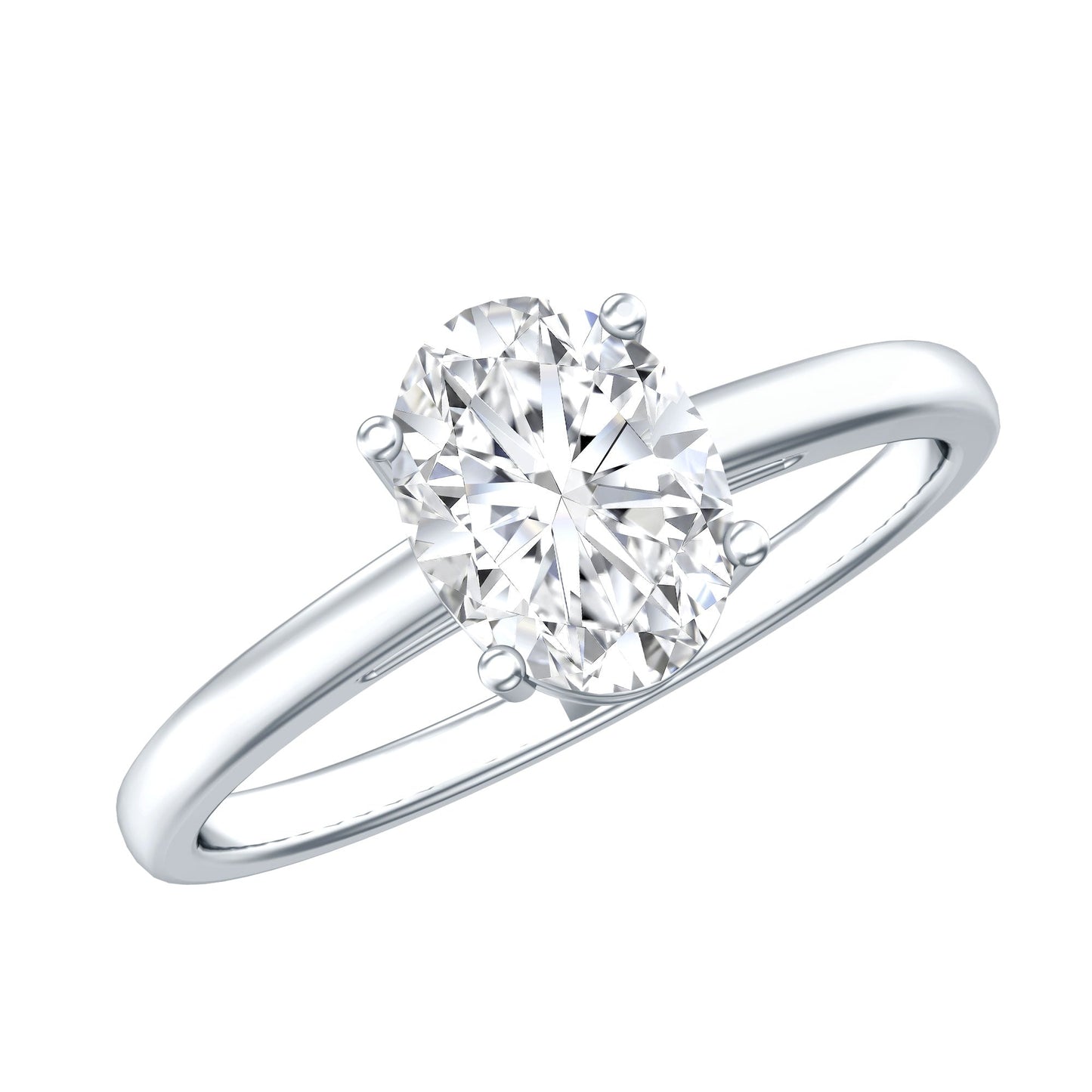 Certified 1.2 Carat Moissanite Oval Engagement Ring in Silver
