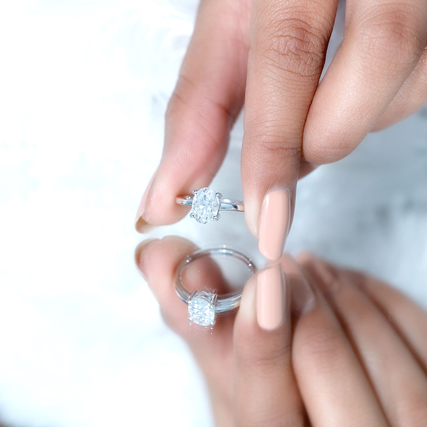 Certified 1.2 Carat Moissanite Oval Engagement Ring in Silver