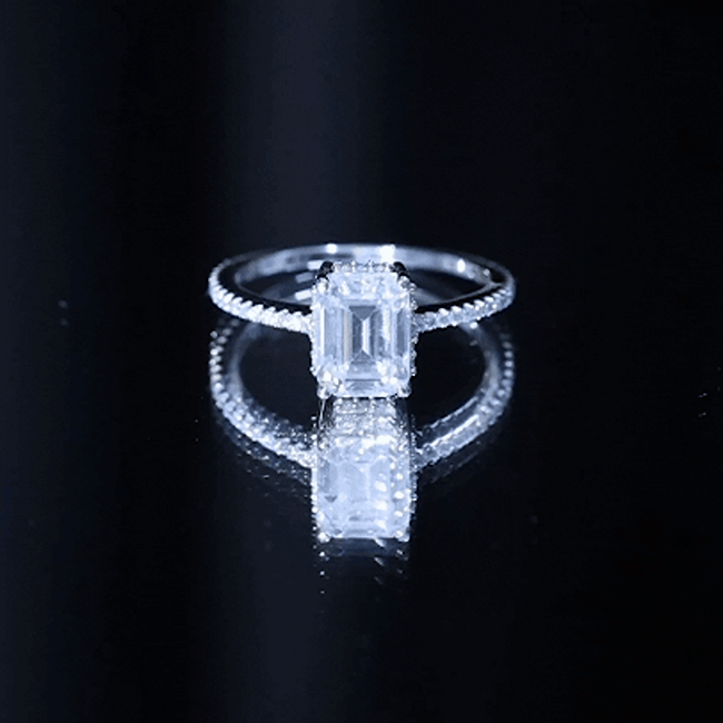 1.8 Carat Certified Moissanite Emerald Cut Engagement Ring