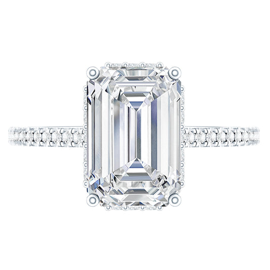 Certified 1.87 Carat Moissanite Emerald Cut Engagement Ring For Women