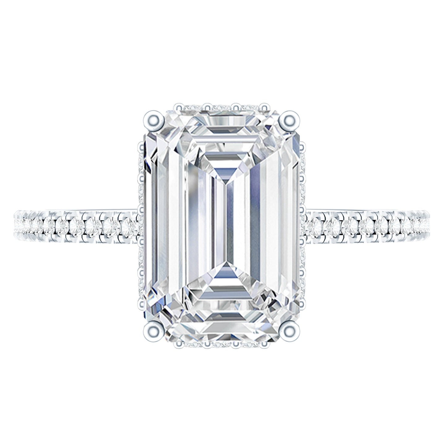 1.8 Carat Certified Moissanite Emerald Cut Engagement Ring