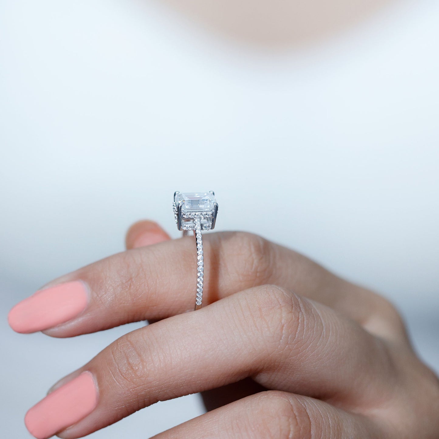 Certified 1.87 Carat Moissanite Emerald Cut Engagement Ring For Women