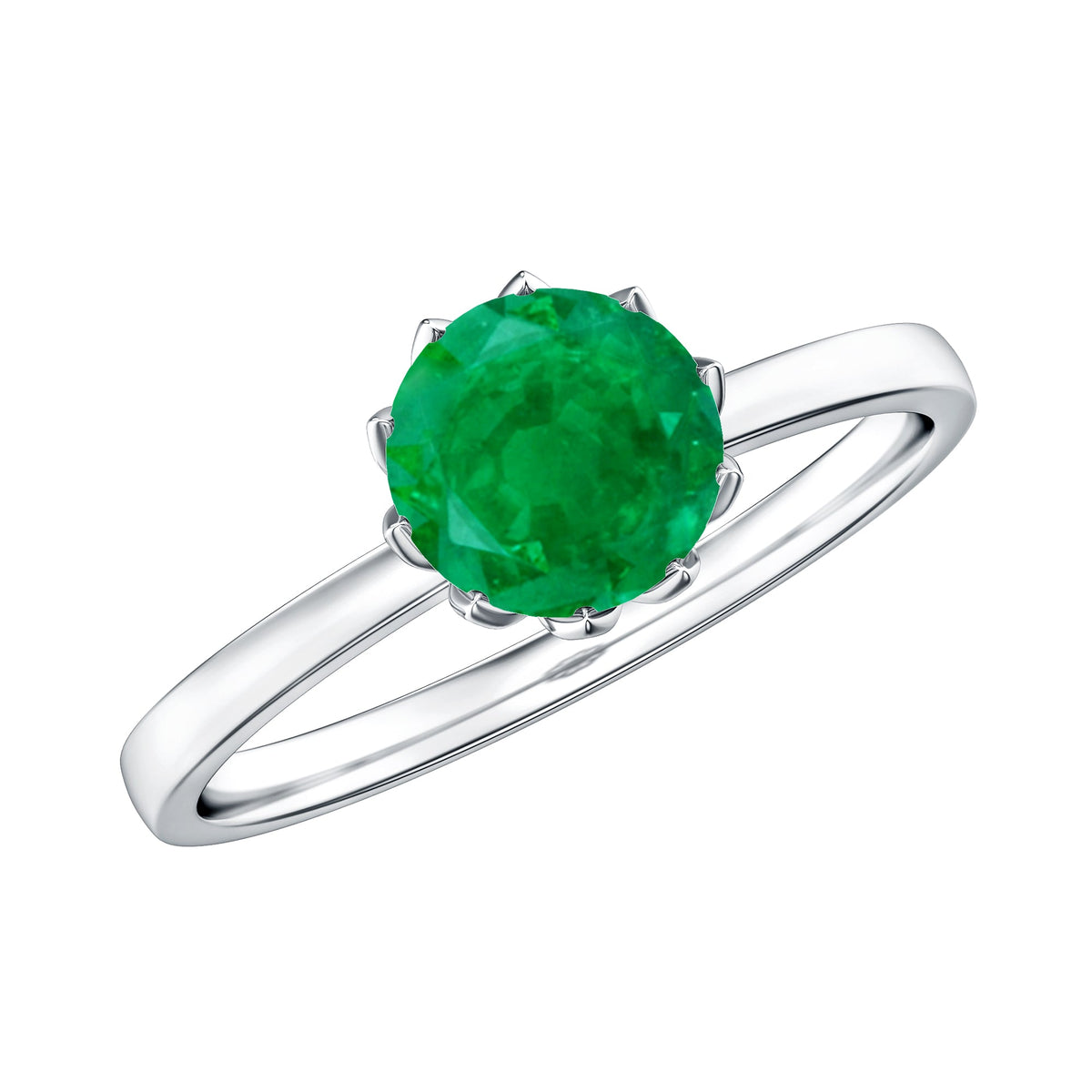 Natural Solitaire Emerald Promise Ring in Lotus Basket Setting