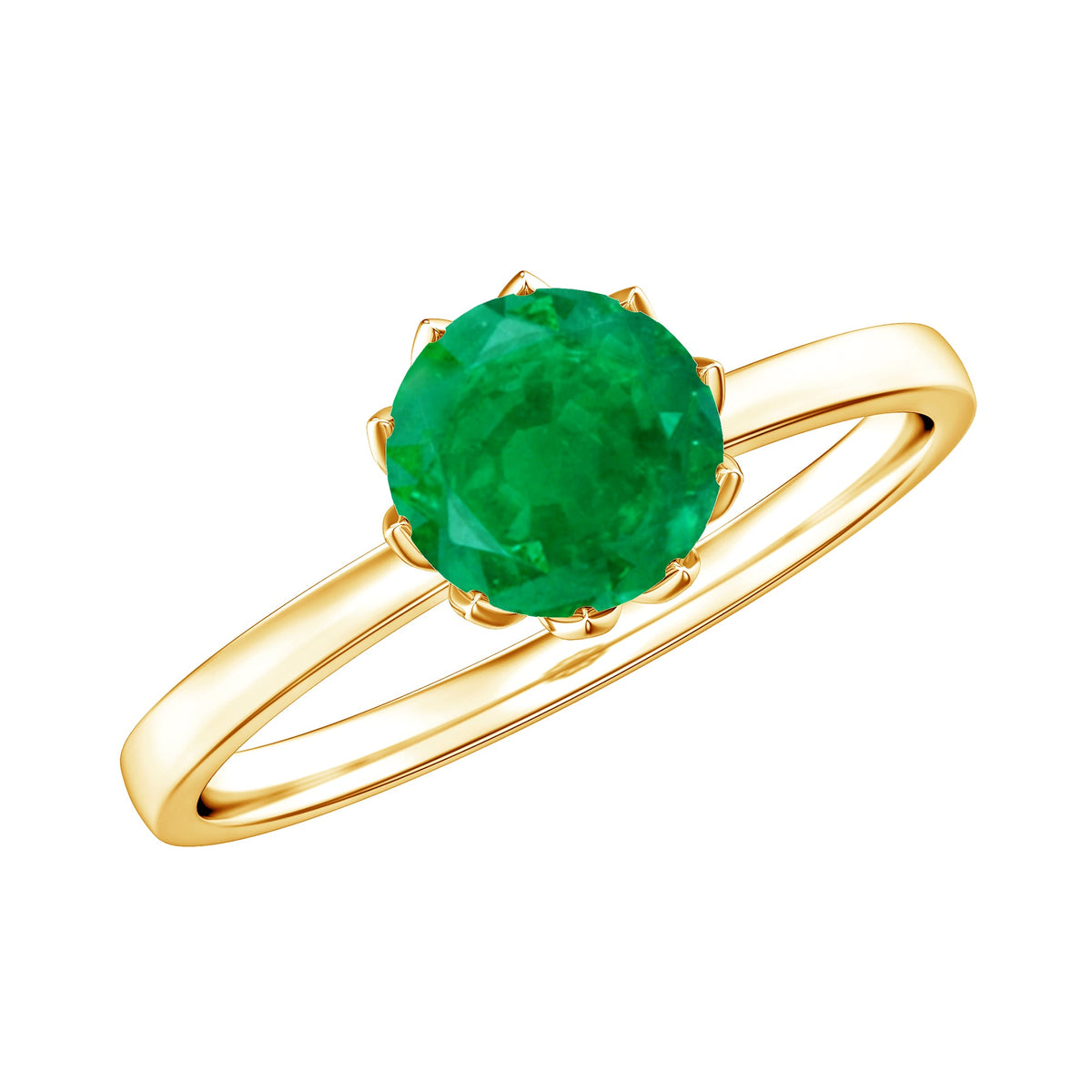 Natural Solitaire Emerald Promise Ring in Lotus Basket Setting