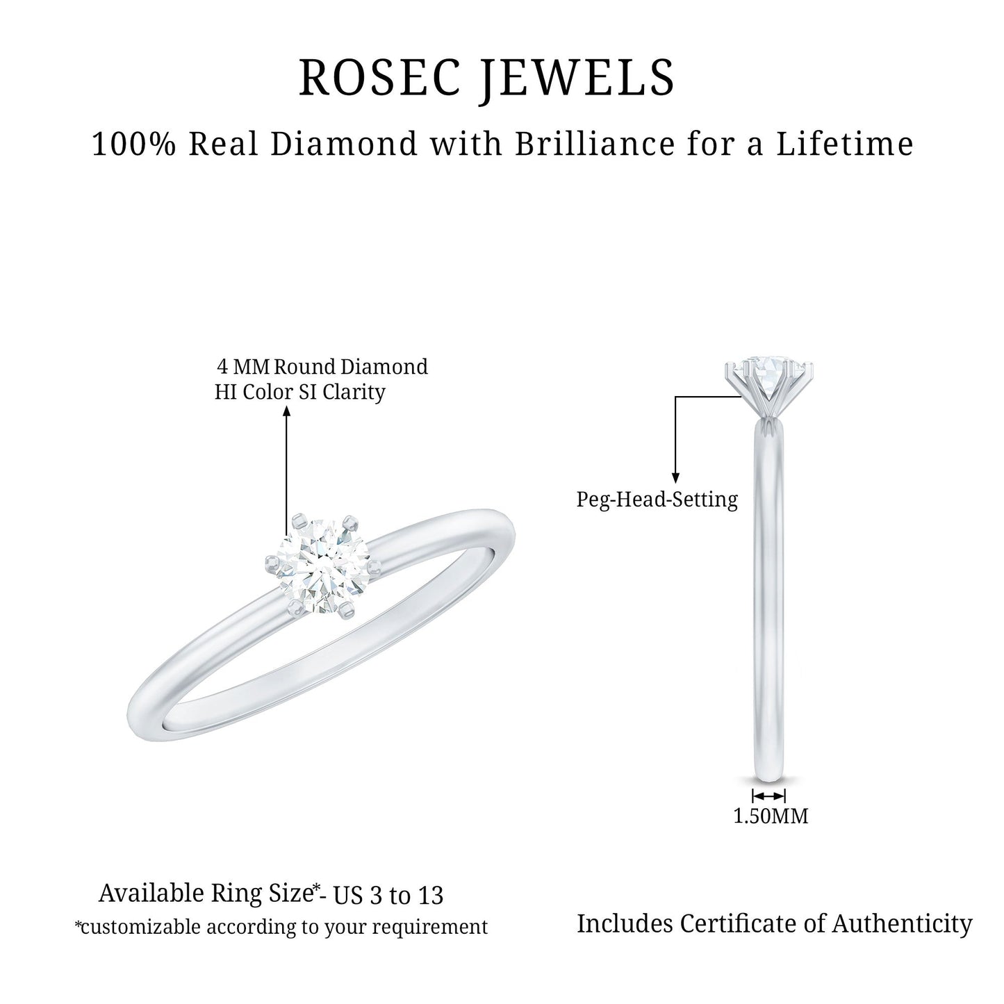 Solitaire Round Diamond Promise Ring
