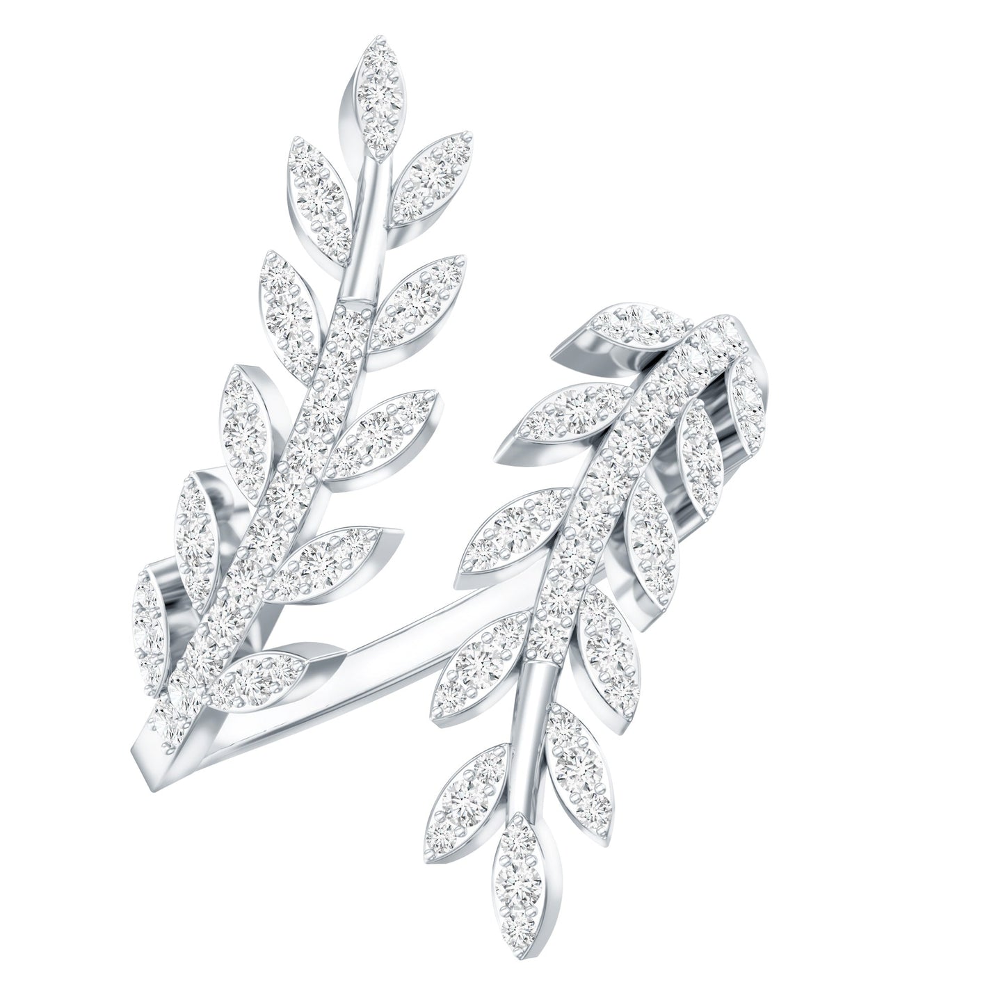 Certified Moissanite Leaf Wrap Ring for Women