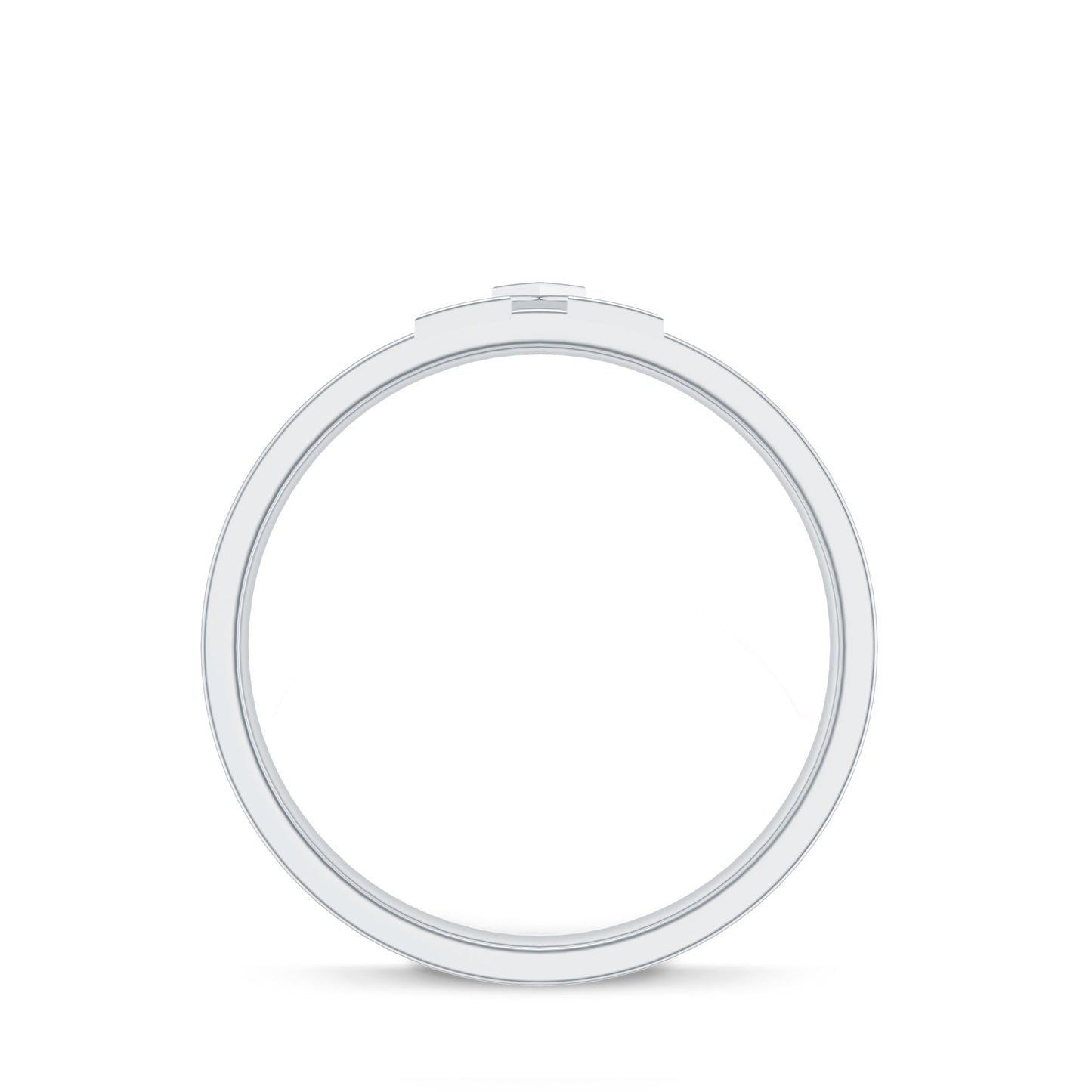 Two Tone Cross Wedding Band with Moissanite