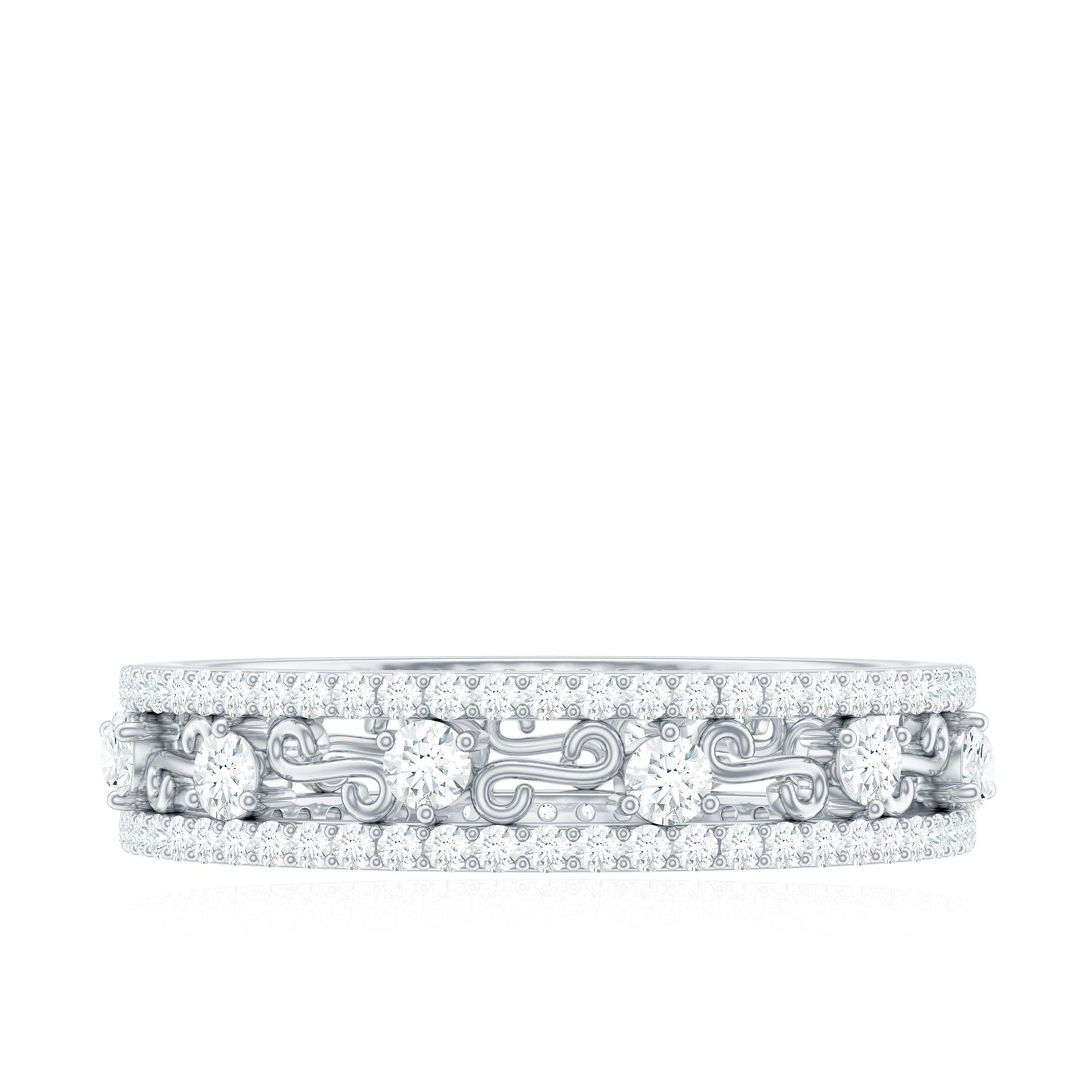 Certified Moissanite Wedding Band
