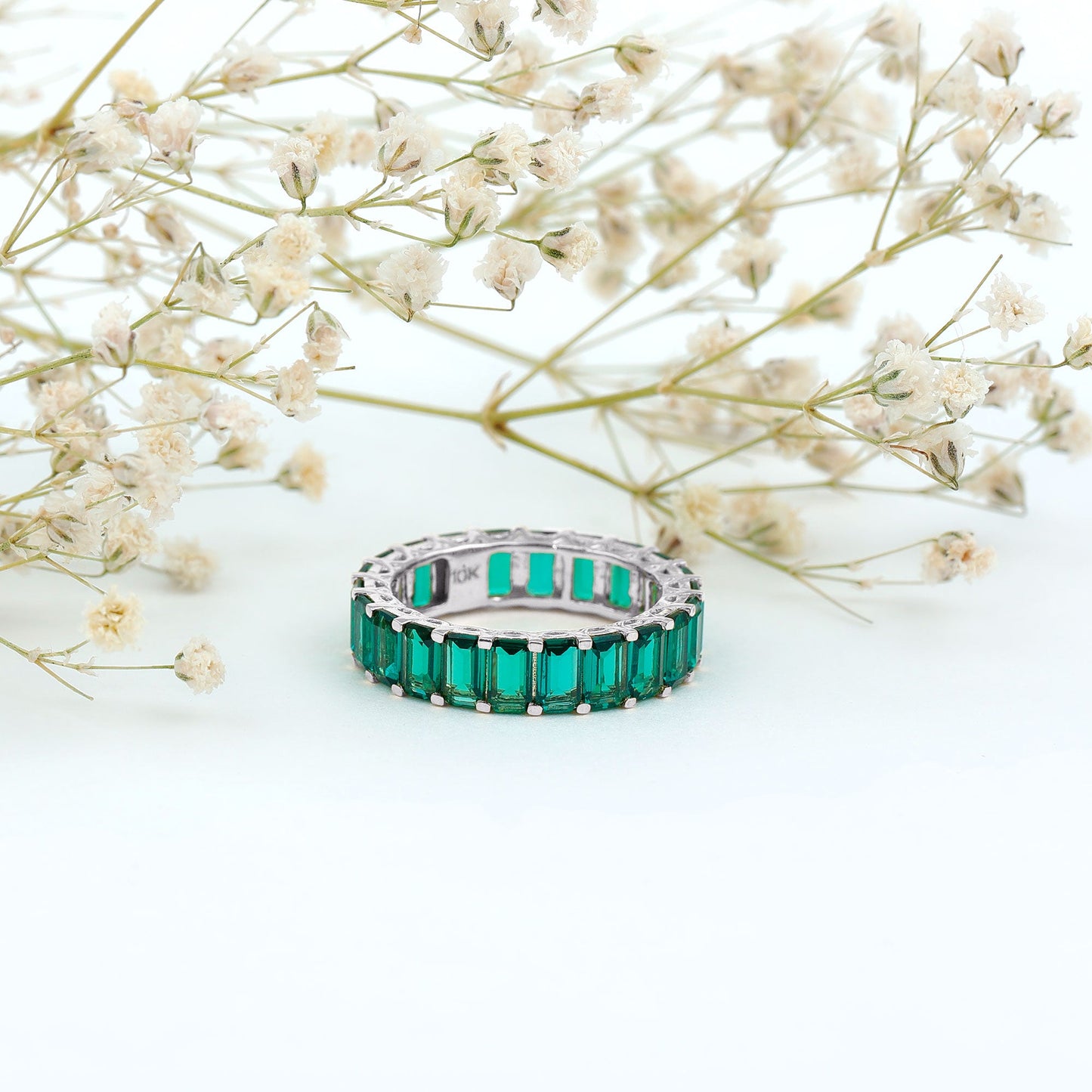 Certified Lab Created Emerald Full Eternity Ring