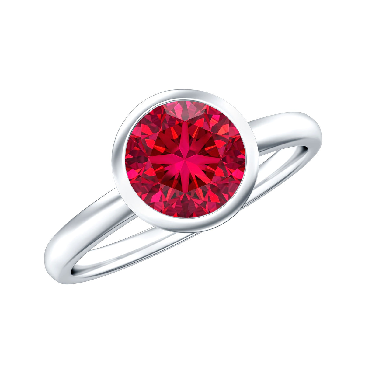 Bezel Set 2 Carat Lab Created Ruby Solitaire Engagement Ring