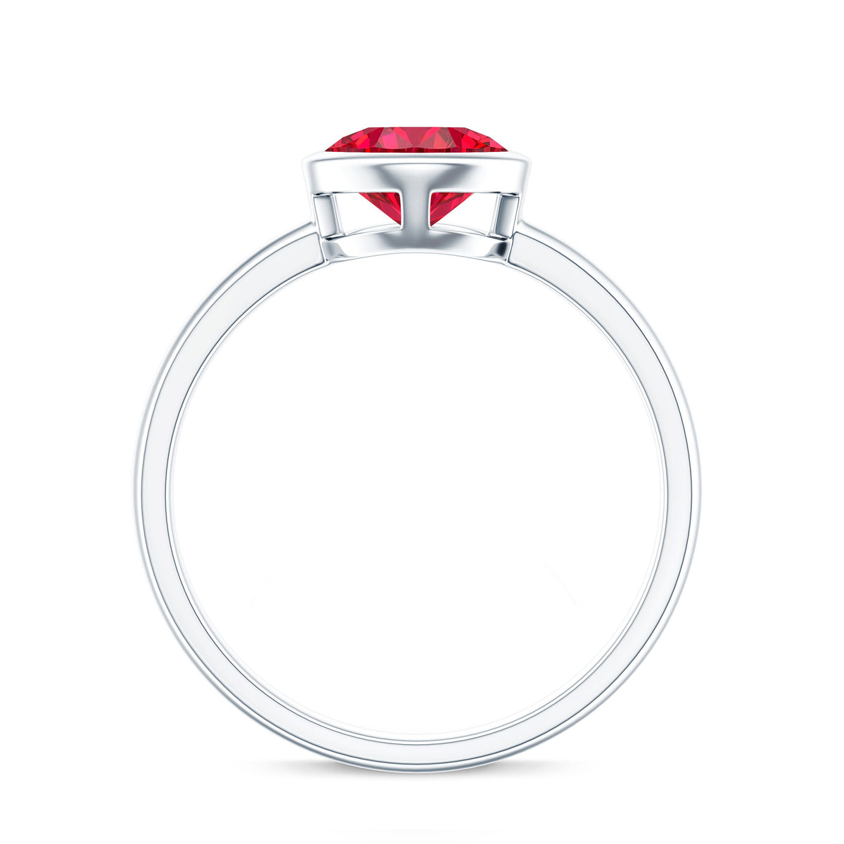 Bezel Set 2 Carat Lab Created Ruby Solitaire Engagement Ring