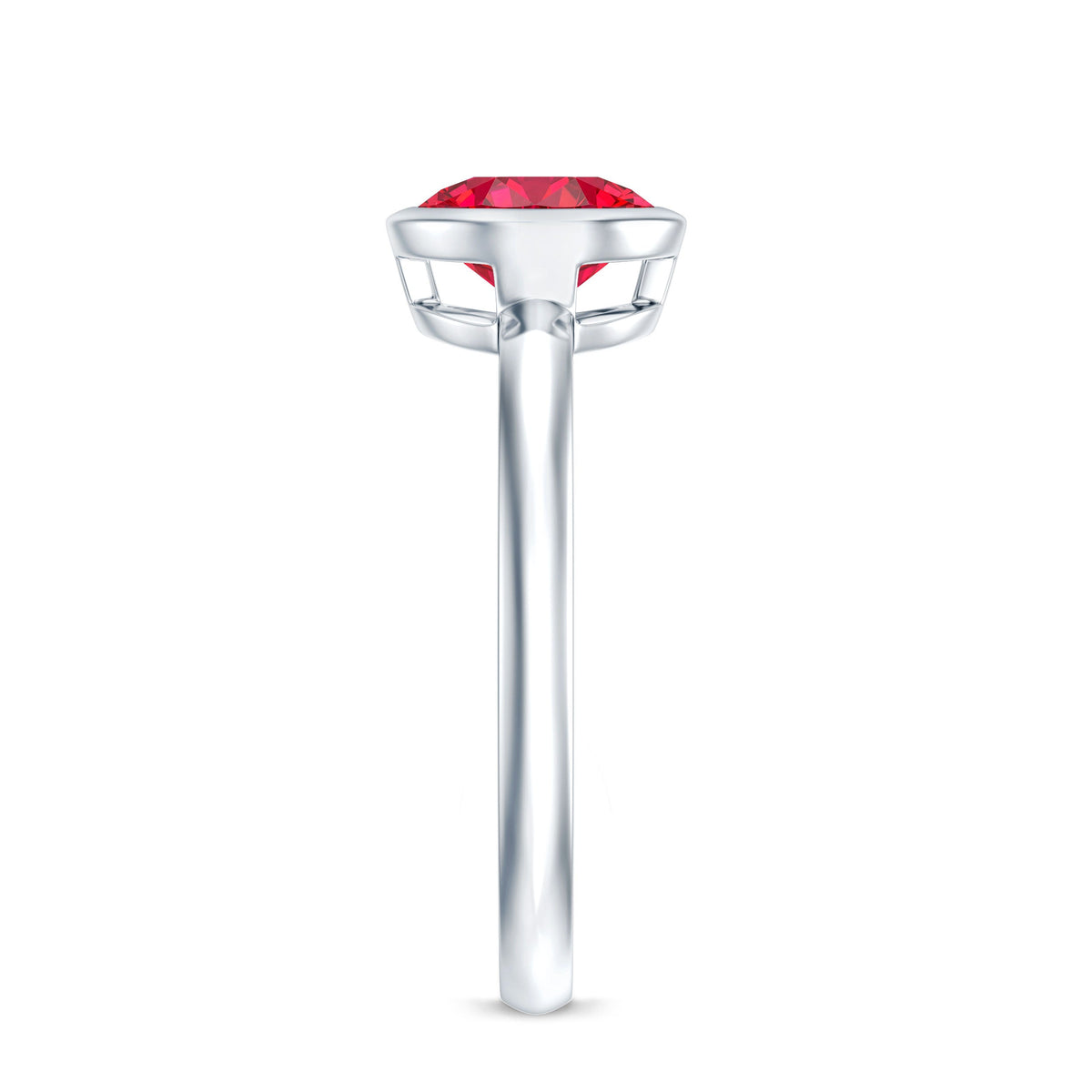 Bezel Set 2 Carat Lab Created Ruby Solitaire Engagement Ring