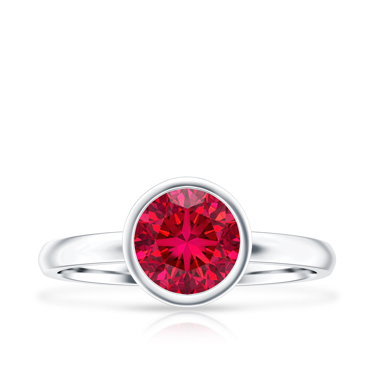 Bezel Set 2 Carat Lab Created Ruby Solitaire Engagement Ring