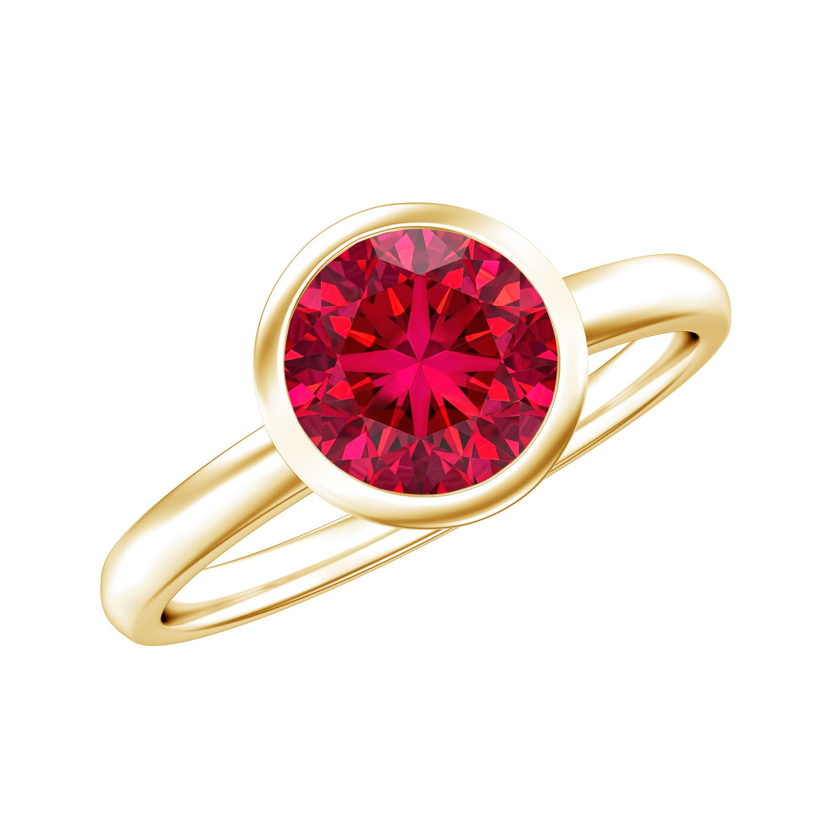 Bezel Set 2 Carat Lab Created Ruby Solitaire Engagement Ring