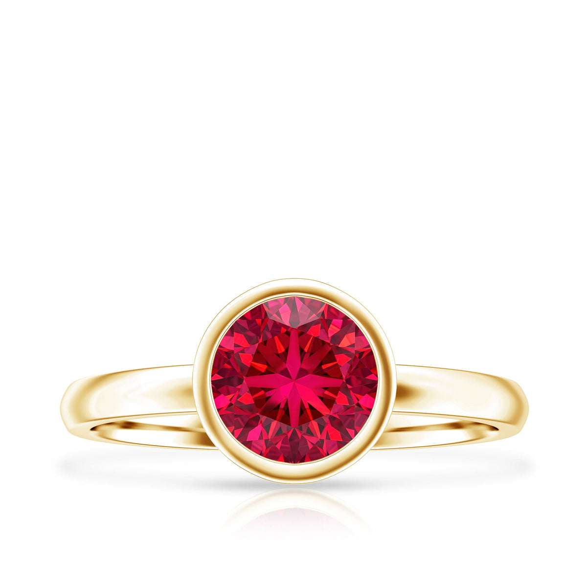 Bezel Set 2 Carat Lab Created Ruby Solitaire Engagement Ring