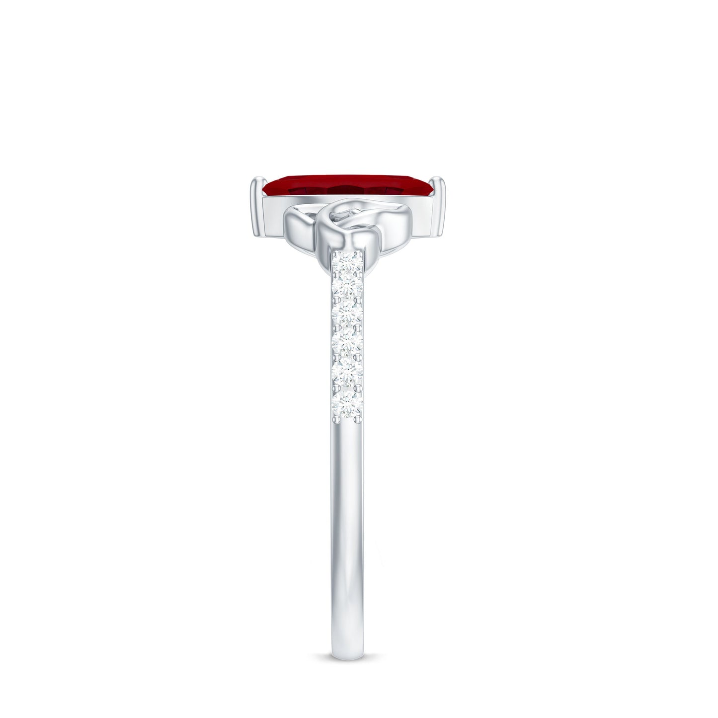 0.75 Carat Lab Grown Ruby Celtic Knot Ring with Diamond