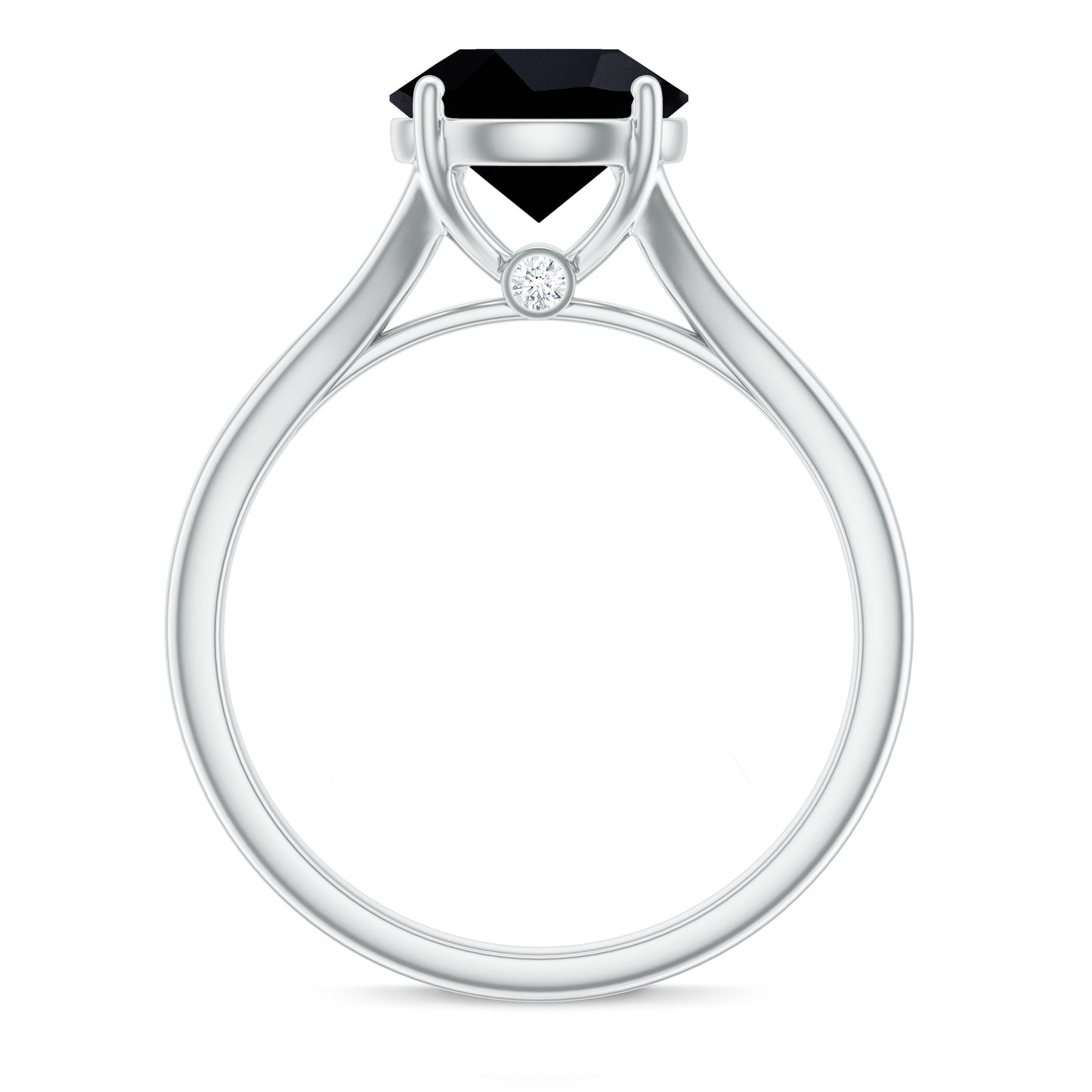 Real 2 Carat Black Onyx Solitaire Ring with Hidden Moissanite