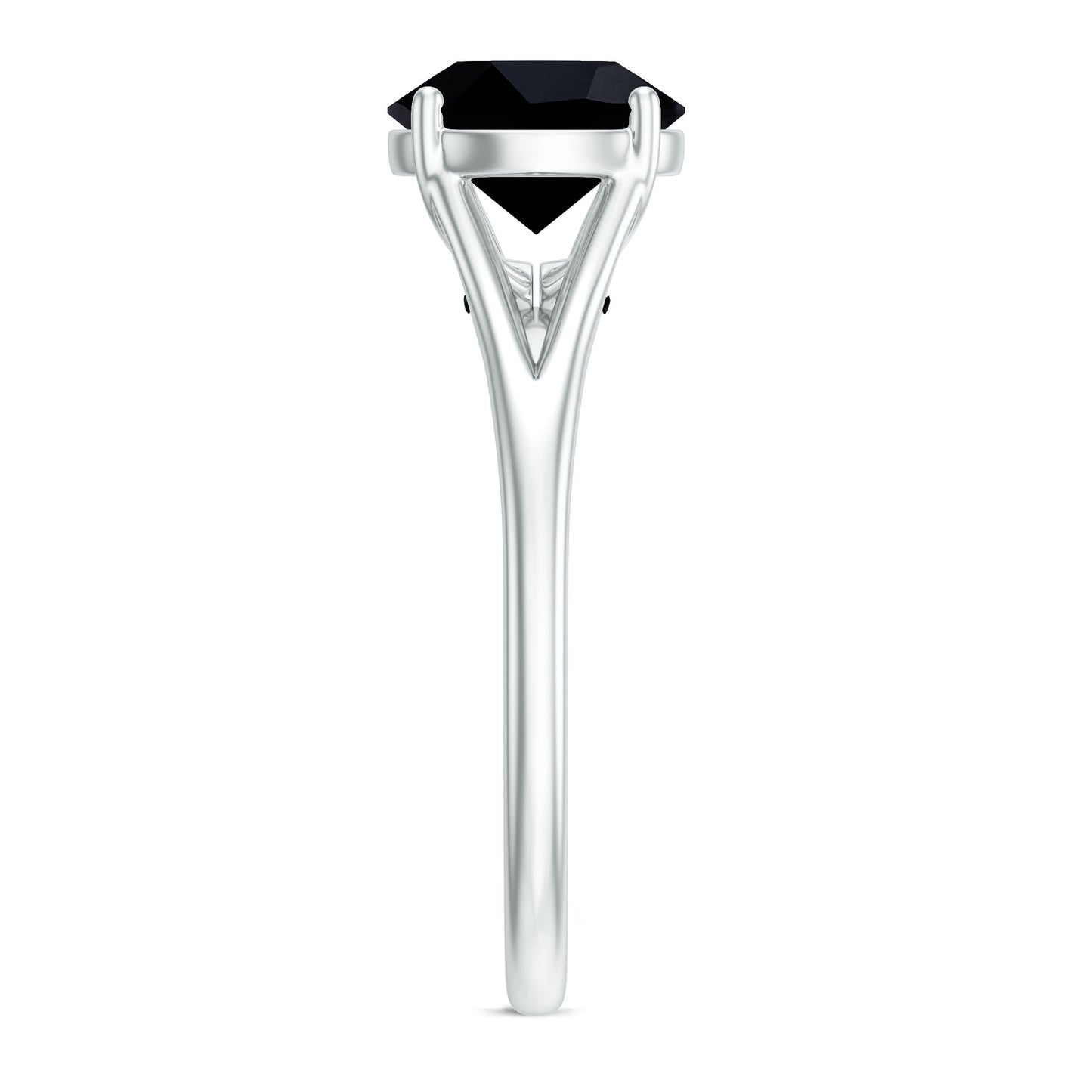 Real 2 Carat Black Onyx Solitaire Ring with Hidden Moissanite