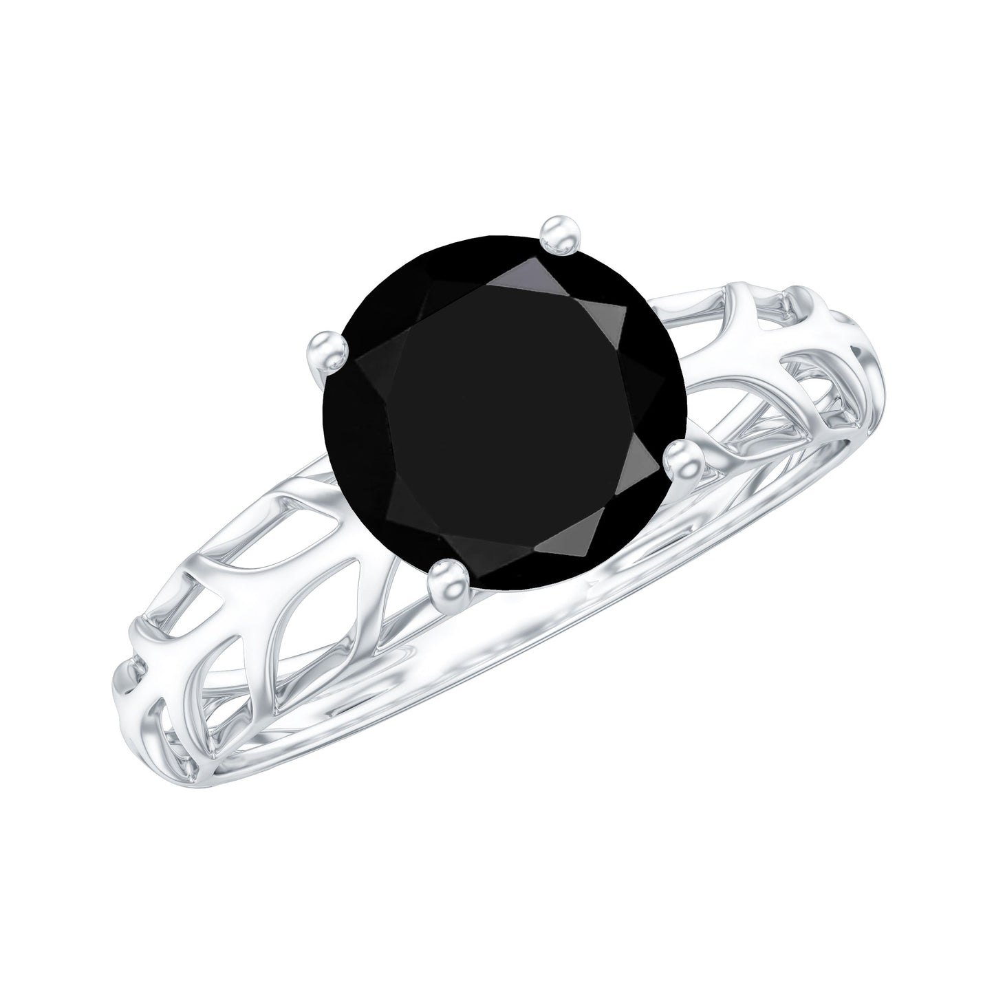 Natural 2.6 Carat Black Spinel Solitaire Engagement Ring for Women