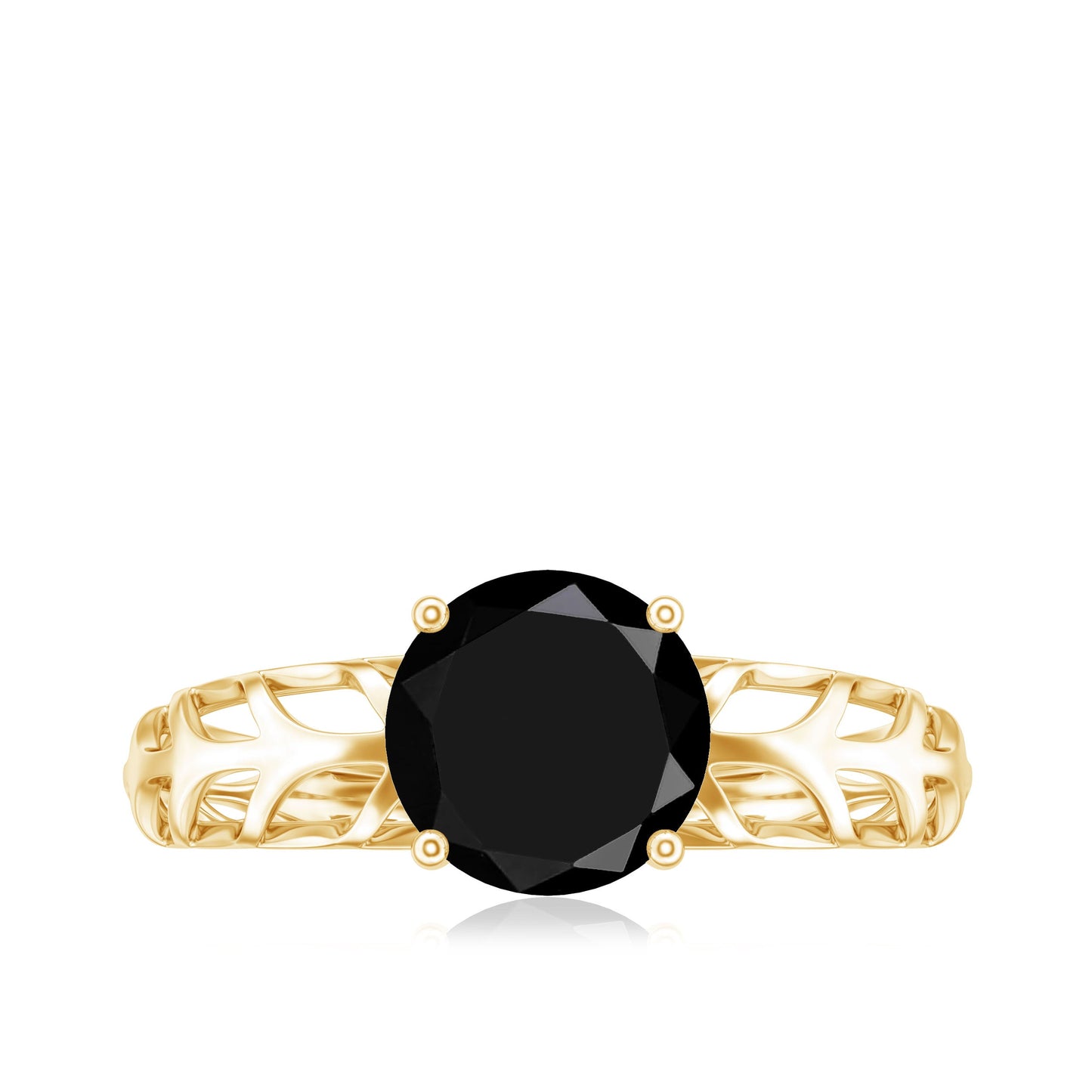 Natural 2.6 Carat Black Spinel Solitaire Engagement Ring for Women