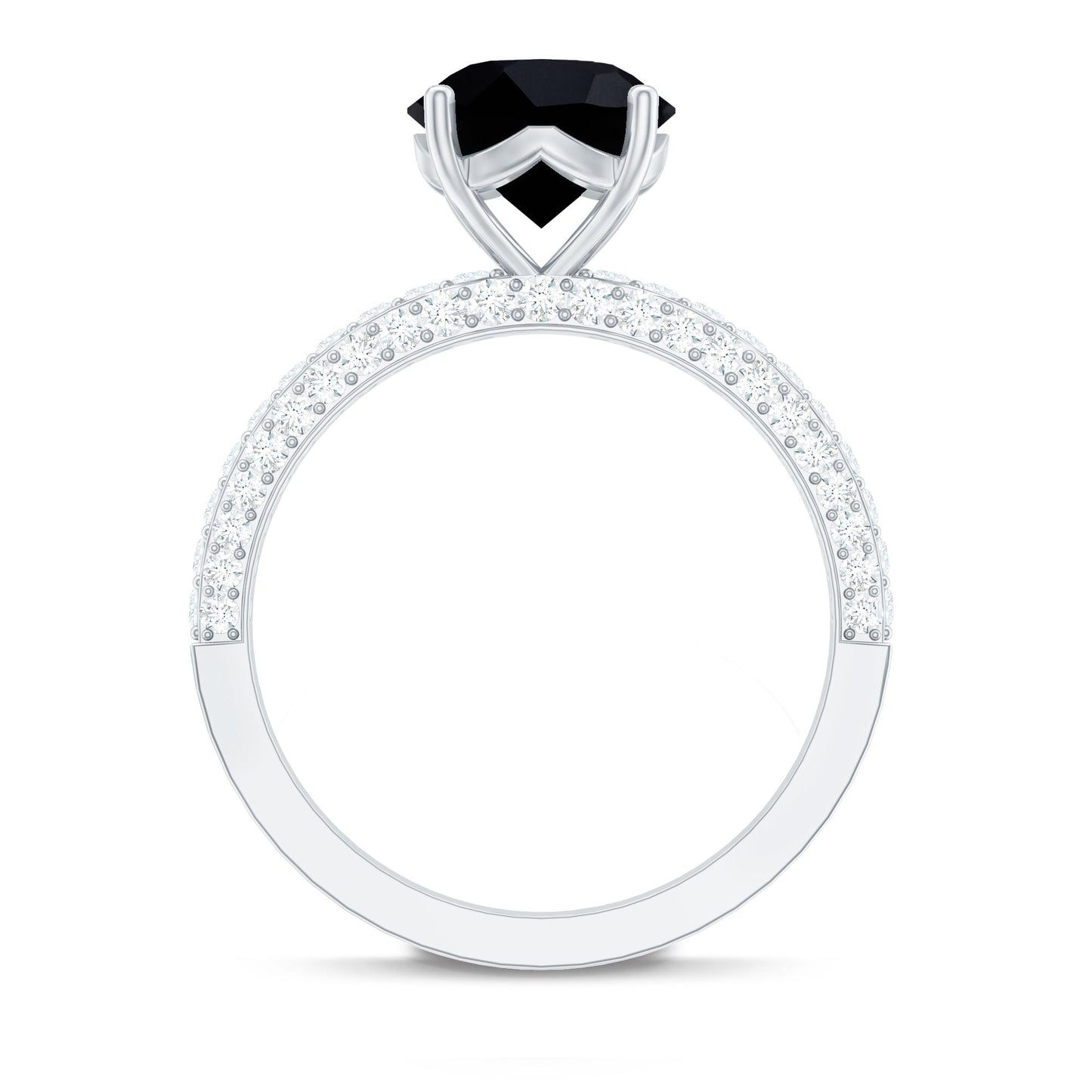 2 Carat Solitaire Black Onyx Engagement Ring with Moissanite