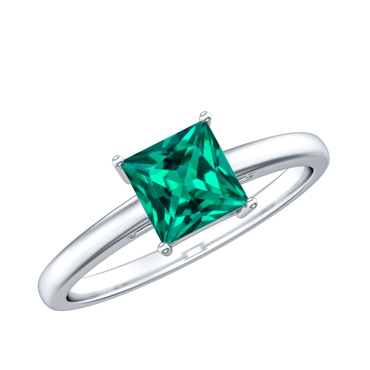 Certified Lab Grown Emerald Princess Cut Engagement Ring