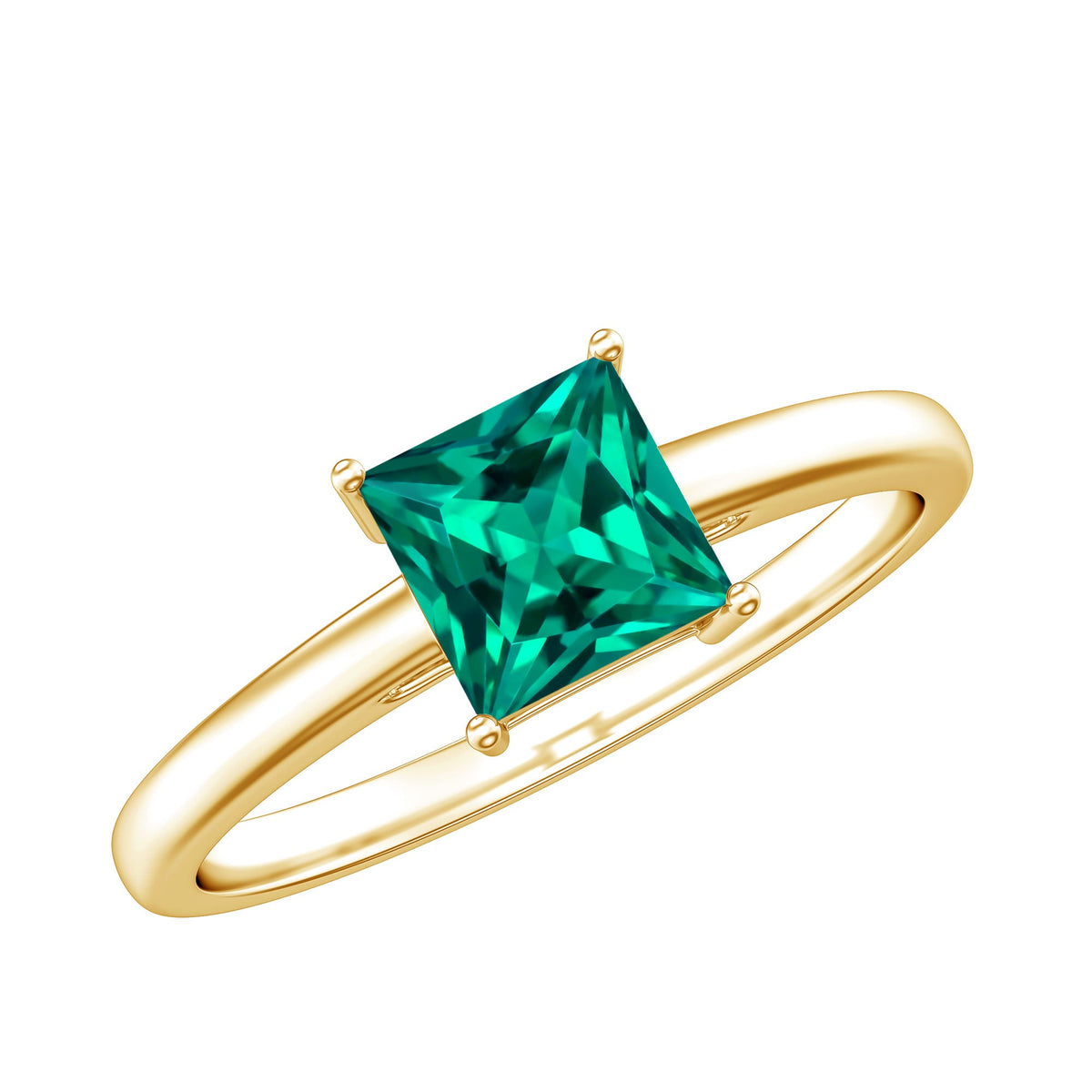 Certified Lab Grown Emerald Princess Cut Engagement Ring