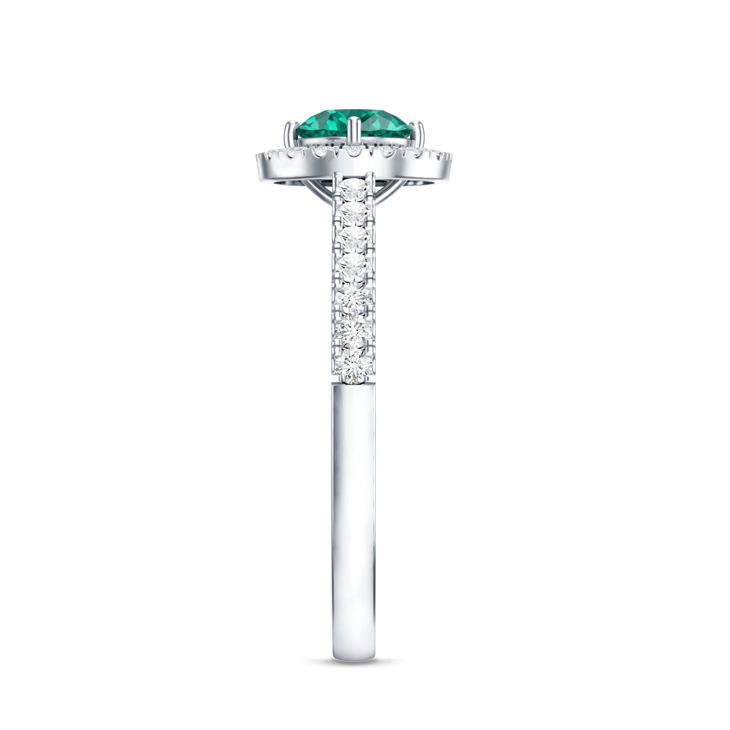 Certified Lab Grown Emerald Diamond Halo Engagement Ring