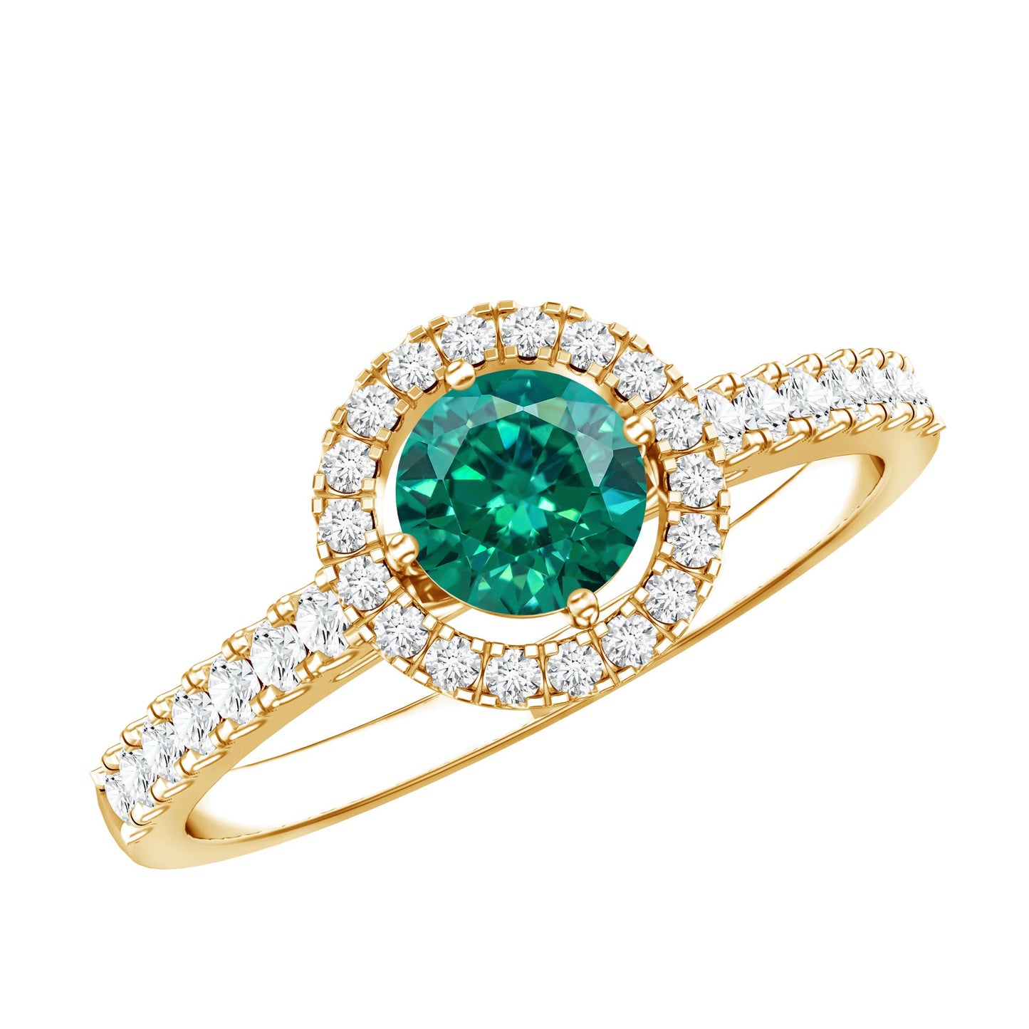 Certified Lab Grown Emerald Diamond Halo Engagement Ring