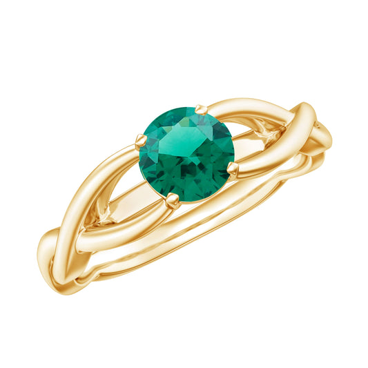 Certified Lab Grown Emerald Crossover Ring with Diamond