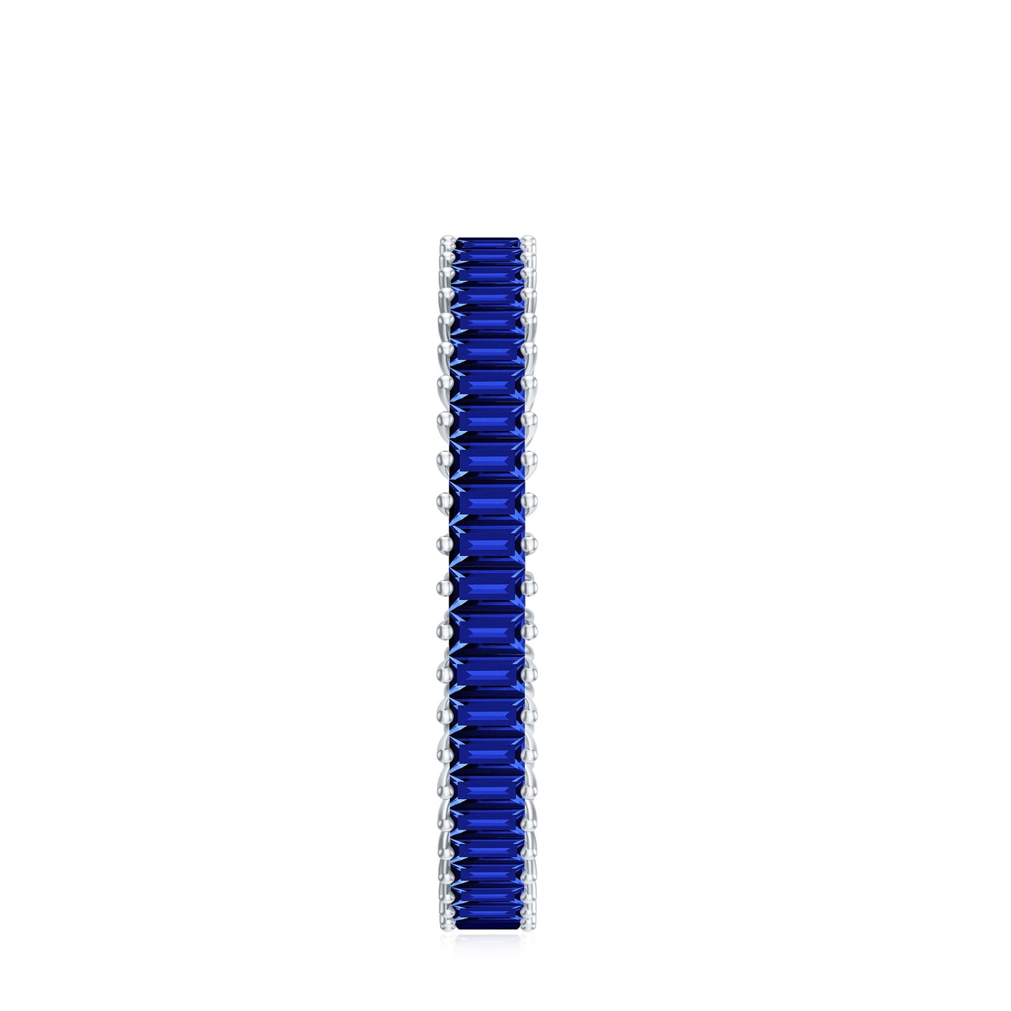 Certified Lab Grown Blue Sapphire Baguette Eternity Band Ring