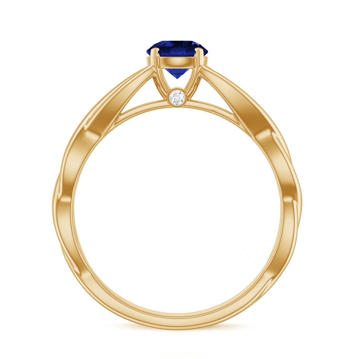 Certified 0.6 Carat Lab Grown Blue Sapphire Promise Ring with Surprise Diamond