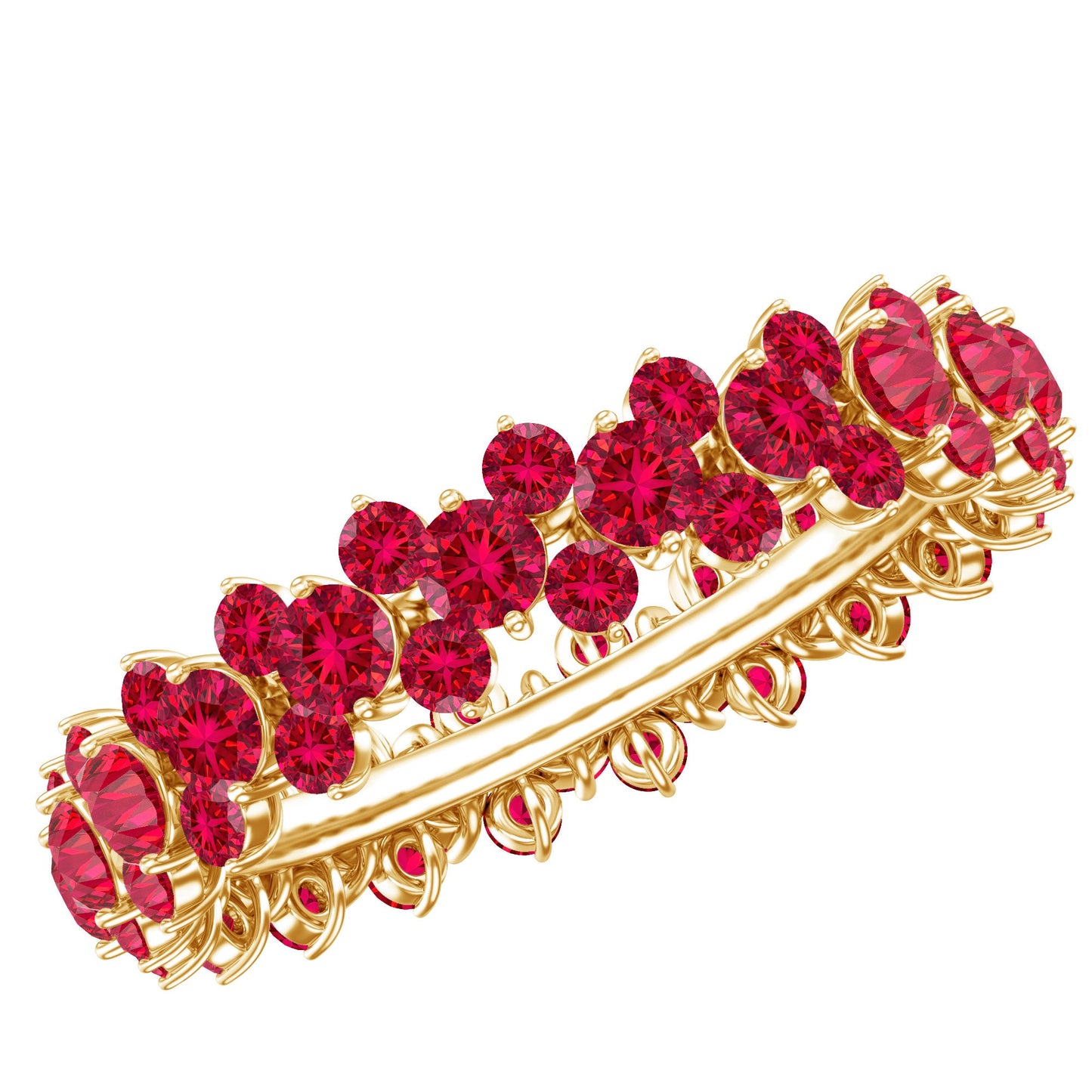 Lab Created Ruby Cluster Wedding Band for Women