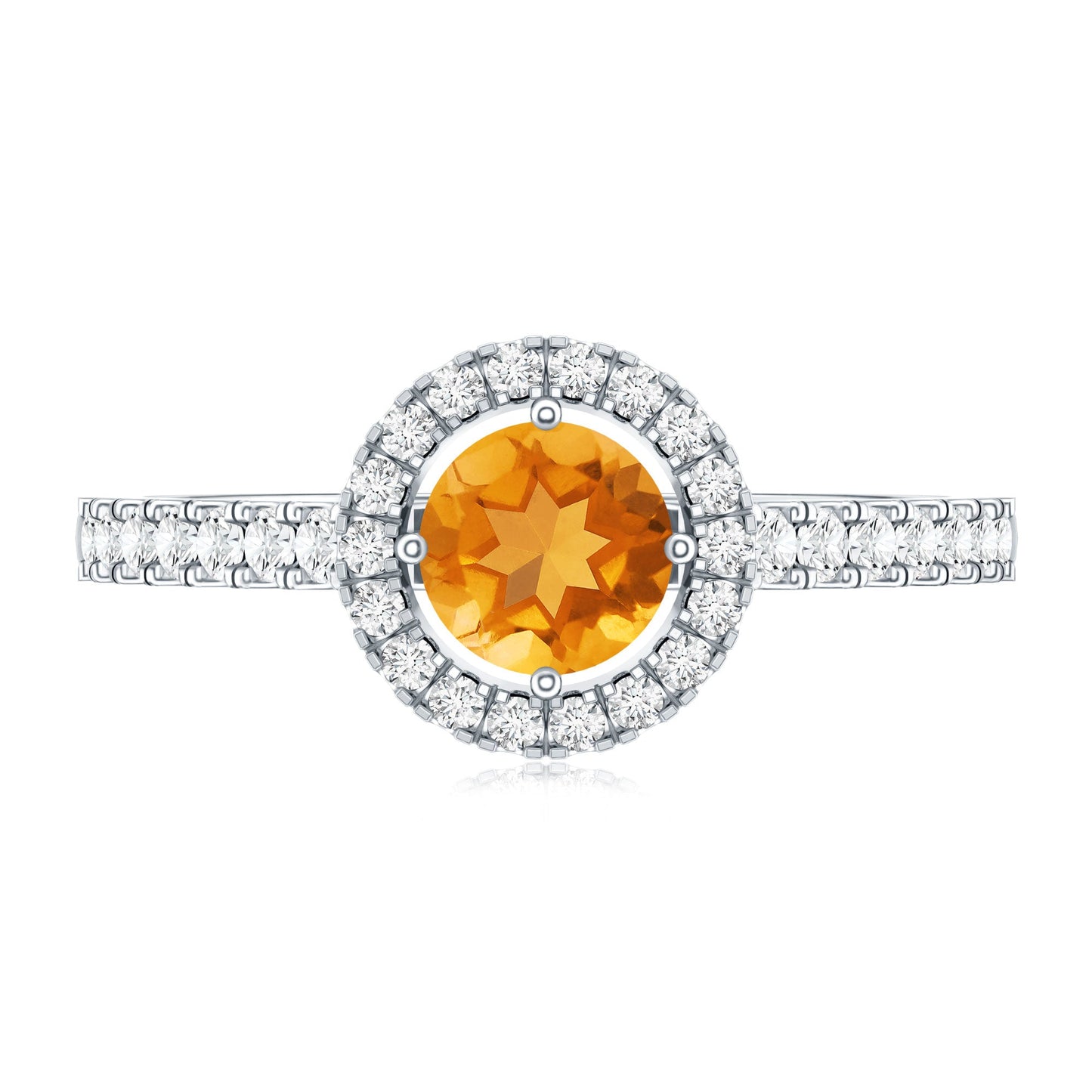Minimalist Citrine Diamond Engagement Ring with Halo