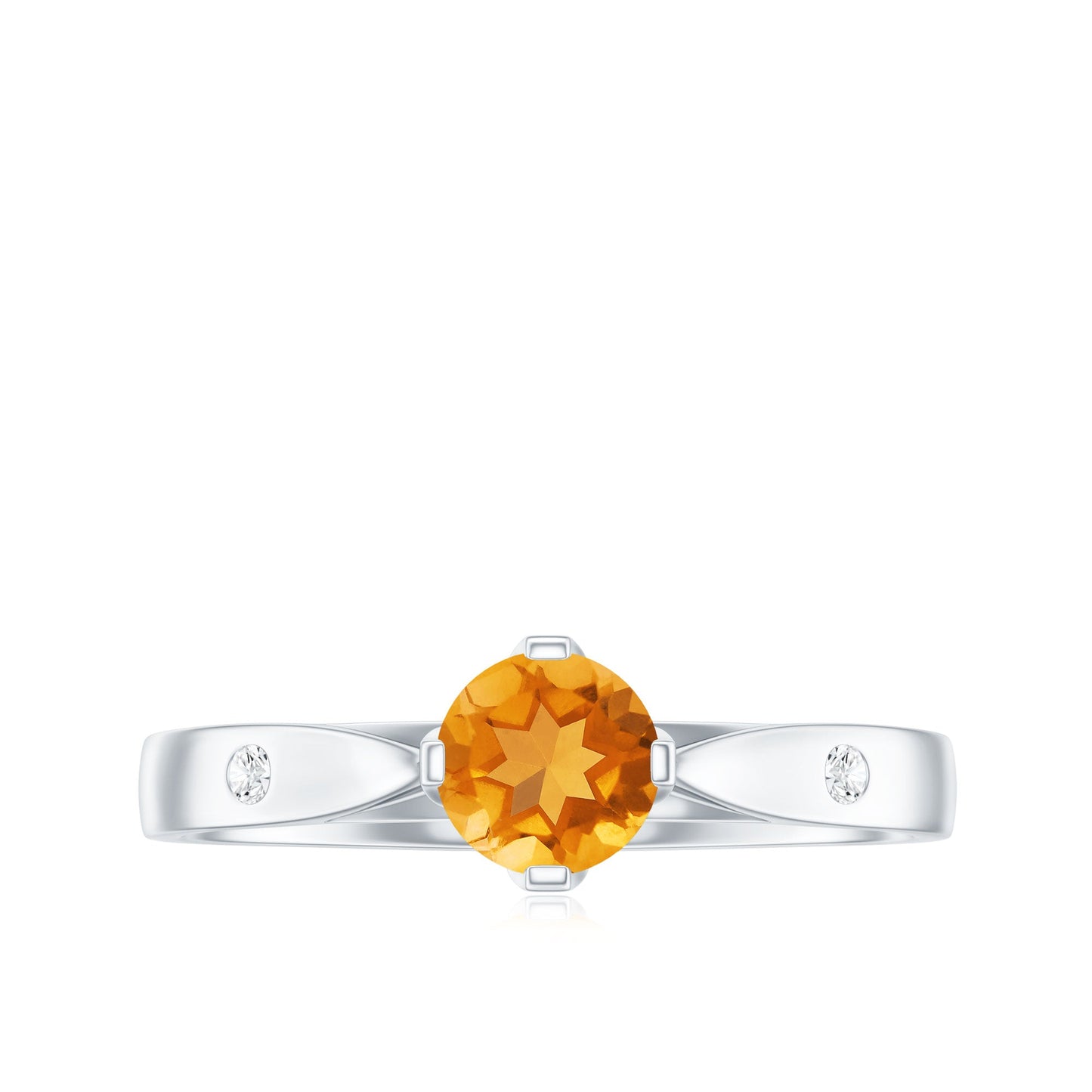 Certified Real Citrine Promise Ring with Diamond