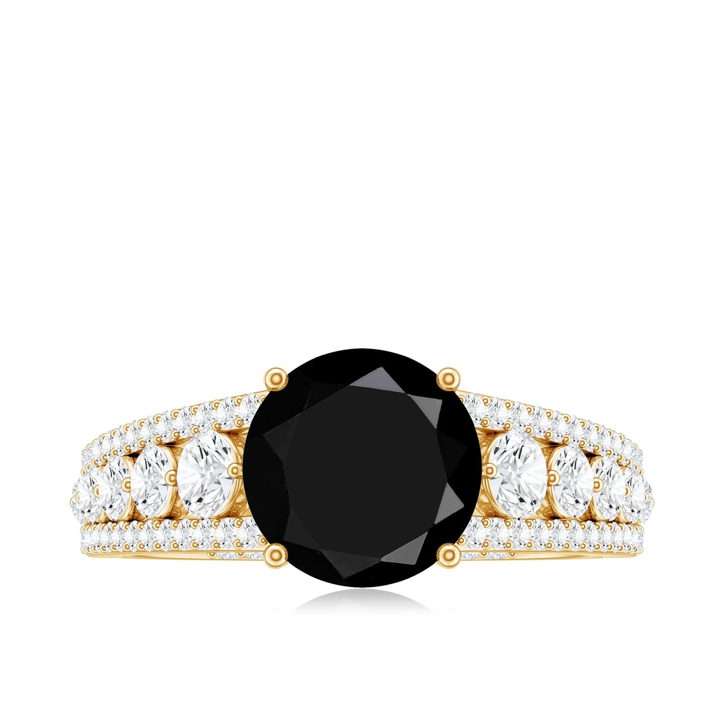 Lab-Created Black Diamond Statement Engagement Ring with Moissanite
