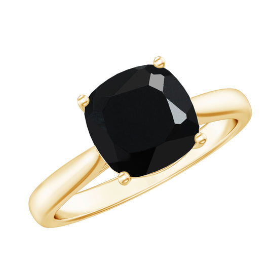 2 Carat Cushion Cut Black Onyx Solitaire Engagement Ring
