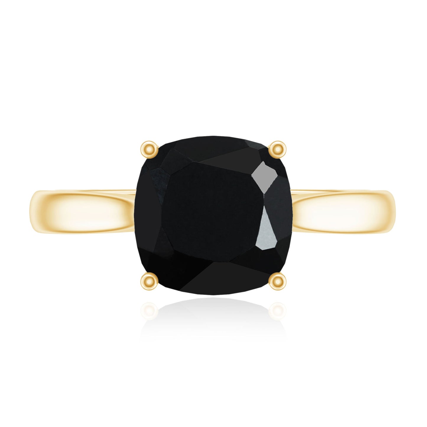 2 Carat Cushion Cut Black Onyx Solitaire Engagement Ring