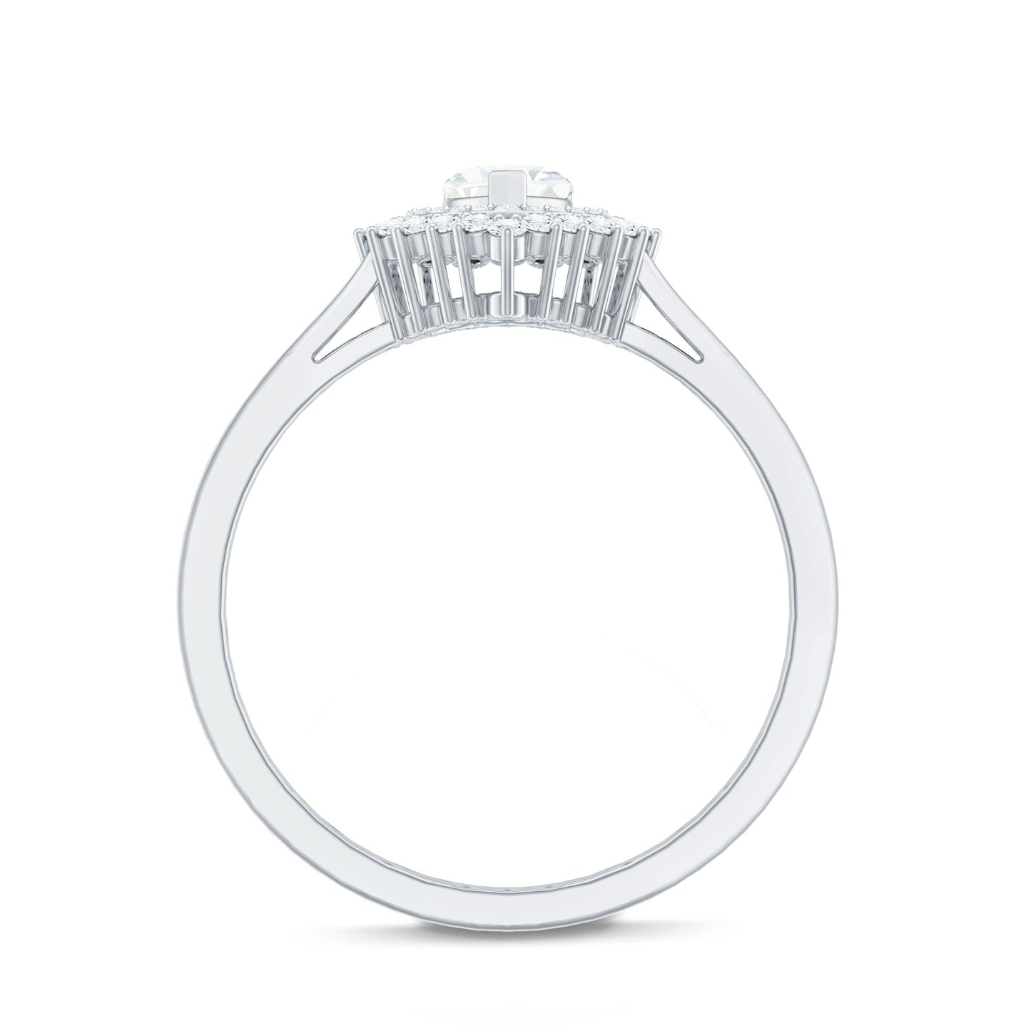 Certified Real 0.27 Carat Diamond Heart Engagement Ring with Double Halo