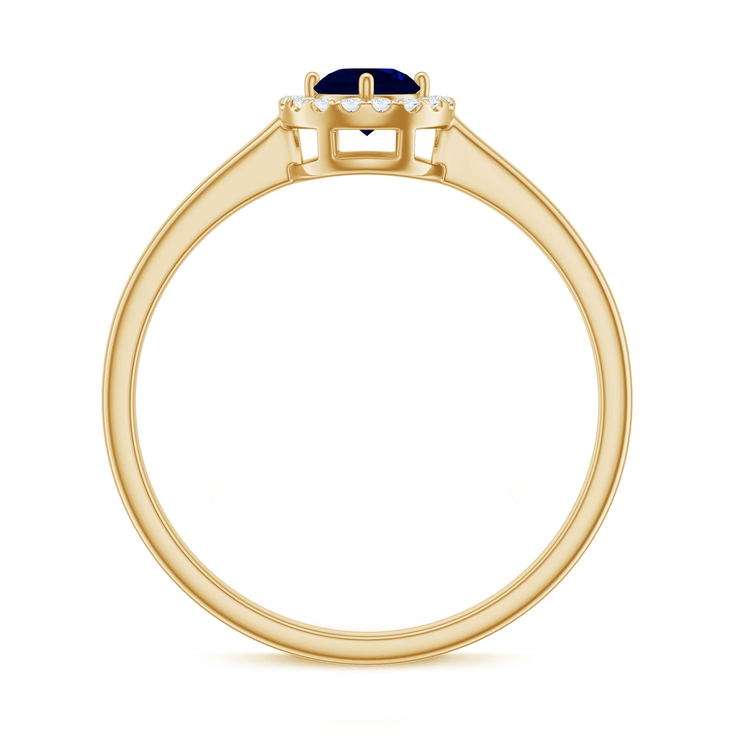 Dainty Blue Sapphire and Diamond Floating Halo Ring
