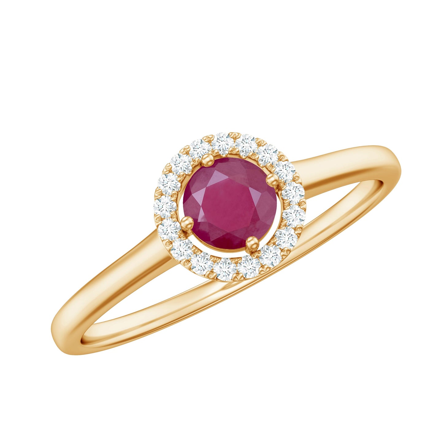 Genuine Ruby Promise Ring with Diamond Halo