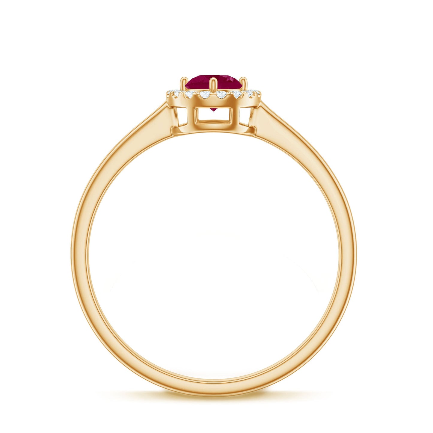 Genuine Ruby Promise Ring with Diamond Halo