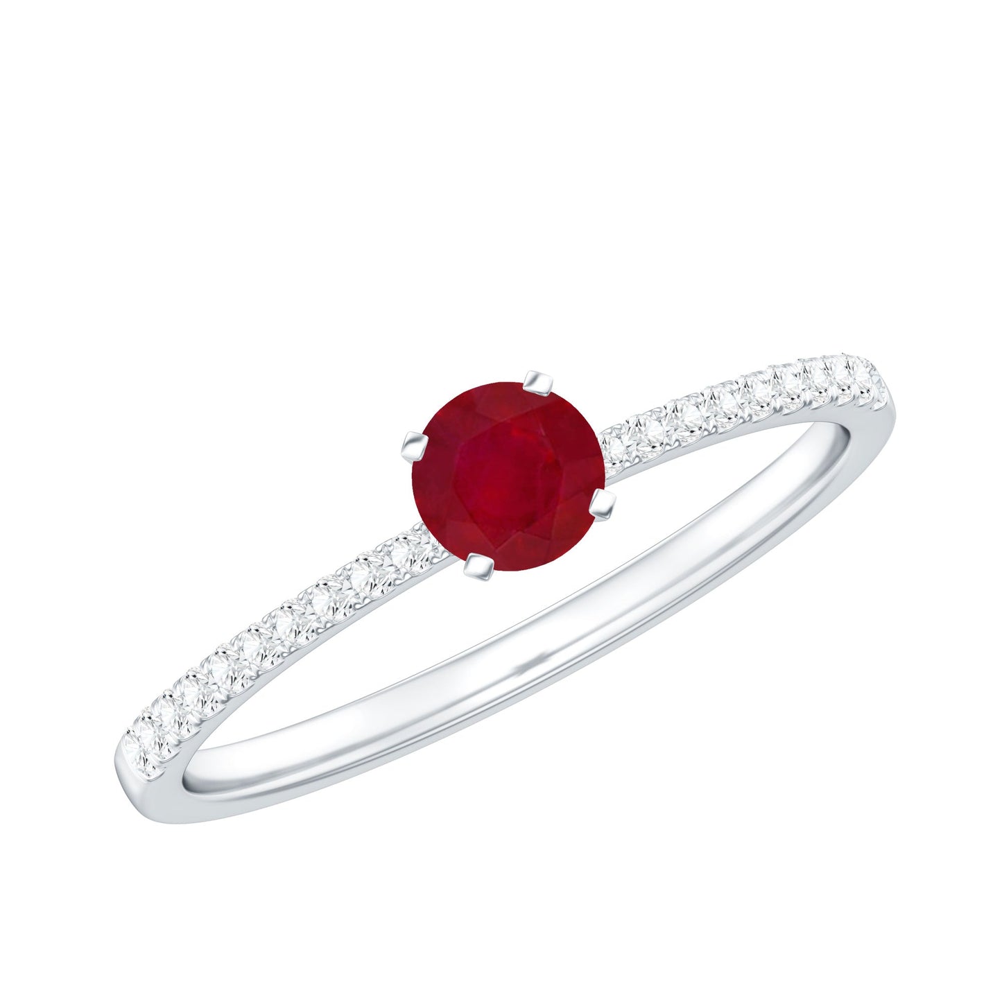 Natural 0.6 Carat Ruby Promise Ring with Diamond